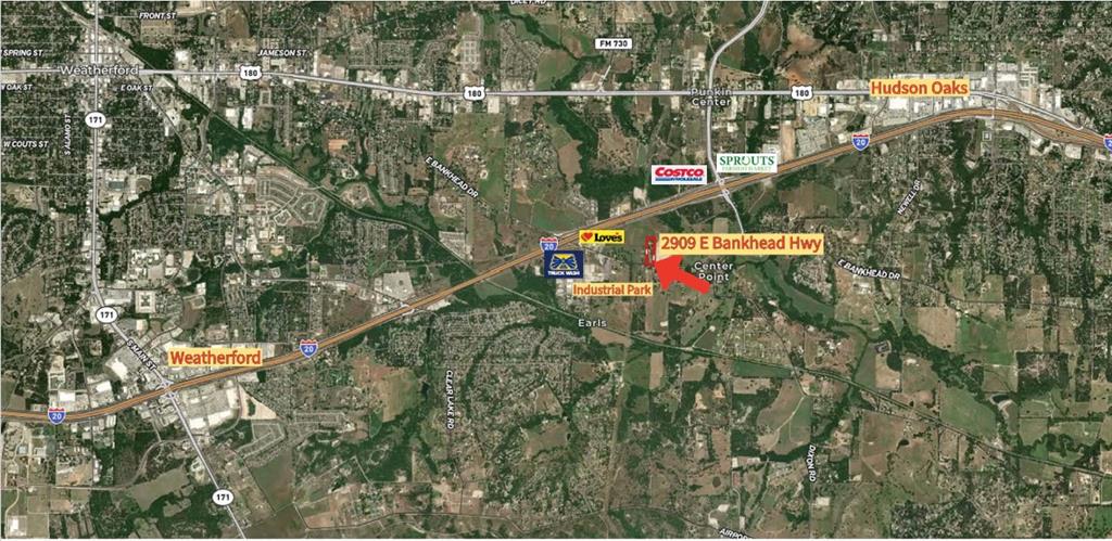 Prime 5-acre commercial tract located on Bankhead Highway in Weatherford, Texas, offering excellent visibility and accessibility in one of the area’s fastest-growing commercial corridors. Zoned C-1 Commercial, the property allows for a wide variety of business uses, making it an excellent opportunity for investors, developers, or business owners looking to establish or expand in Parker County. The property is approximately a quarter mile from the Love’s Travel Stop and Blue Beacon Truck Wash, providing strong traffic flow and exposure along this busy corridor. It is also conveniently located near the new Costco and Sprouts Farmers Market developments, placing it within a rapidly expanding retail and commercial hub. With city utilities available and 5 usable acres, the tract offers ample space for development, parking, and future expansion. C-1 zoning in Weatherford allows numerous potential uses, including retail stores, professional offices, medical or dental offices, restaurants, personal service businesses, daycare facilities, and specialty shops, among others. The location provides easy access to Interstate 20, downtown Weatherford, and surrounding residential growth, making it an exceptional site for commercial development. Opportunities like this—commercial acreage within the City of Weatherford with flexible zoning and strong nearby retail anchors—are increasingly rare.