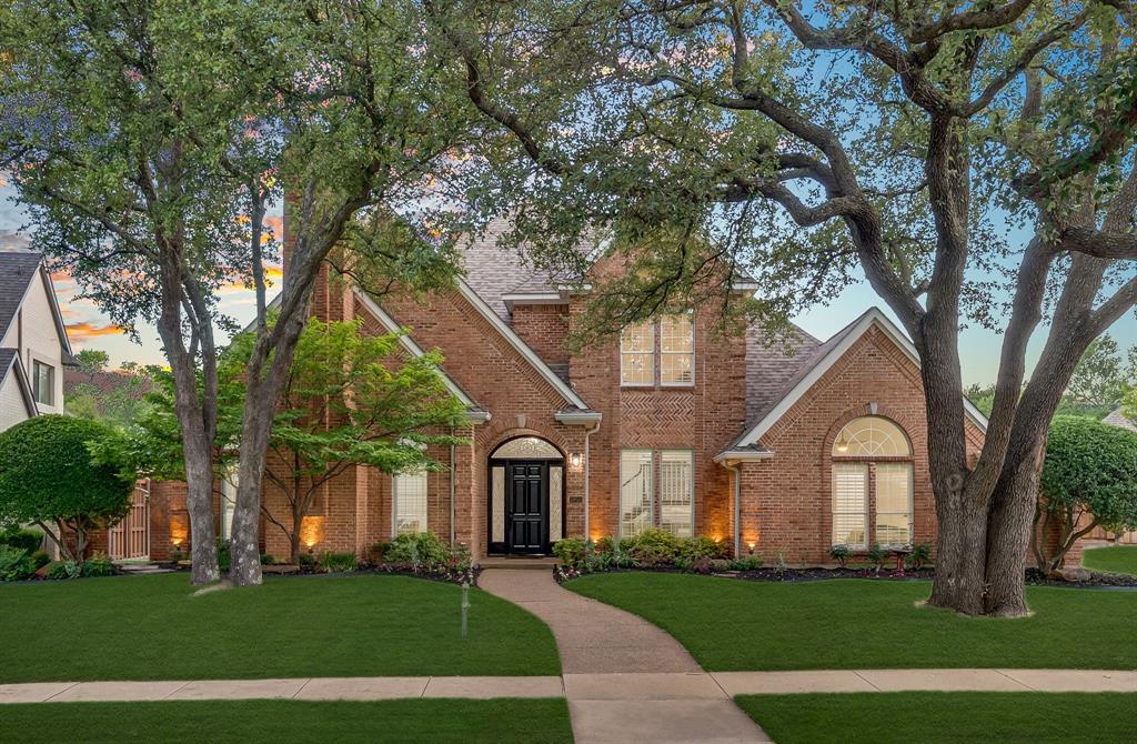 Ideally positioned in Steeplechase, one of West Plano's most prestigious and tightly held communities, and adjacent to Gleneagles Country Club, this exceptional residence offers a rare opportunity to own a completely renovated, move-in-ready home just minutes from Plano West Senior High School, premier shopping, dining, and major thoroughfares. Thoughtfully transformed from top to bottom, the home showcases oak hardwood flooring, a marble entry, fresh paint, new carpet, updated hardware, curated lighting, and elegant quartz countertops throughout. Architectural details including ceiling beams, custom millwork, rich wood paneling, abundant built-ins, and wainscoting add warmth, character, and timeless appeal. Filled with natural light, floor-to-ceiling windows frame beautiful views of the pool and create a seamless connection between indoor and outdoor living. The gourmet kitchen is both functional and refined, featuring an expansive island, double ovens, generous storage, and thoughtful updates designed for everyday living and entertaining. A spacious utility room with built-in storage and a sink adds convenience and functionality. The primary suite has been completely reimagined, offering a spa-inspired bath with a garden tub, glass-enclosed shower, dual vanities, stone finishes, and a walk-in closet. Additional highlights include a private executive study with a coffered ceiling and an inviting family room complete with a dedicated entertaining bar and gas fireplace. Combining extensive updates, timeless architecture, and an unmatched West Plano location, this one-of-a-kind residence delivers lifestyle, convenience, and quality.