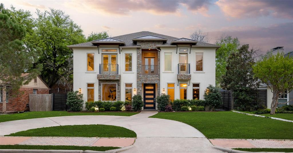 Welcome to this University Park Contemporary home just a short stroll away from SMU. With its exquisite design and premium features, this residence offers the epitome of modern living combined with timeless elegance. As you step inside, you're greeted by beautiful hardwood floors that extend throughout the home. The entryway is flanked by the spacious dining room along with the private home office, which features French doors and handsome built ins. The entry continues into the Kitchen and Living Room. The gourmet kitchen is a chef's delight; showcasing granite countertops, floor-to-ceiling custom cabinetry, and high-end appliances. A breakfast bar overlooks the generous living room, creating a seamless connection between cooking and socializing. A stone tile fireplace adds a touch of elegance to the living area, with French doors leading to the low-maintenance backyard, ideal for outdoor gatherings and relaxation.