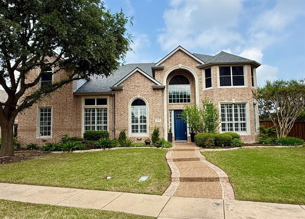 Welcome to this beautifully updated executive home in the heart of Stonebridge Ranch, where timeless design meets elevated everyday living. Thoughtfully curated and impeccably maintained, this residence offers expansive spaces, refined finishes, and a layout designed for both entertaining and retreat. The chef’s kitchen with a quaint breakfast nook opens seamlessly to a warm and inviting family room with soaring ceilings, custom built-ins, rich hand scraped hardwood floors, and a fireplace, creating the perfect gathering space. The main level also features elegant formal living and dining areas, along with a dedicated office showcasing boxed beam ceilings and detailed millwork. The oversized primary suite serves as a true sanctuary complete with a serene sitting area and spa like bath. Upstairs, the home truly shines with a flexible, lifestyle focused layout. A spacious bonus room is currently designed as a fully equipped home gym, offering a rare opportunity for a turnkey fitness space, or easily transition into a playroom or additional living area. The dedicated media room delivers a true theater experience with a projector and large screen, perfect for movie nights at home. Additionally, there are three spacious bedrooms, and two full baths. Step outside to your private backyard oasis, an entertainers dream, featuring a sparkling pool with color changing lighting, tranquil waterfalls, a Badu Swim Jet System, and a relaxing spa. The gated drive provides added privacy and secure additional parking, all enclosed by a cedar privacy fence. Ideally located just steps from the Stonebridge Plaza and Aquatic Center, residents enjoy access to community pools, pickleball courts, a playground, and more - bringing together luxury, convenience, and lifestyle in one exceptional property.