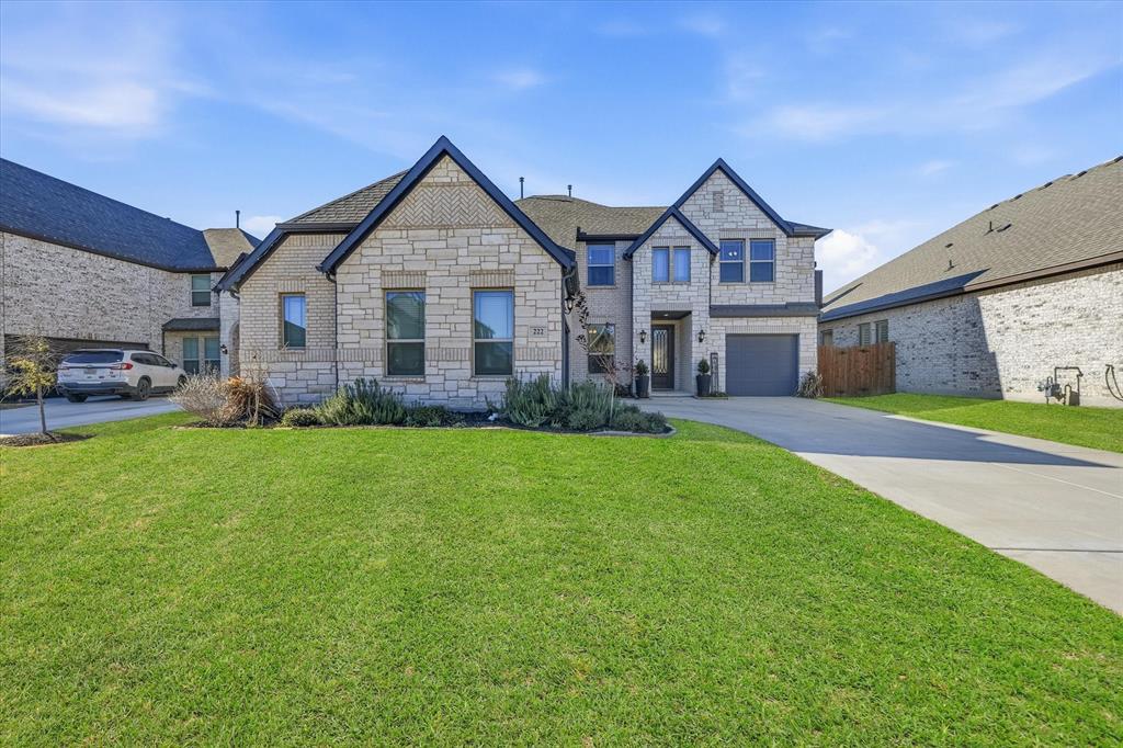 Welcome home to this beautifully designed 4 or 5-bedroom, 3.5-bath home located in the desirable Clairmont Estates subdivision of Ponder. Built in 2023, this spacious 3,282 sq ft two-story residence offers modern finishes, thoughtful layout, and exceptional functionality for today’s lifestyle.
The open-concept main level features luxury vinyl plank flooring, a bright living room with a stone gas fireplace, and an inviting eat-in kitchen complete with quartz countertops, large island, gas cooktop, double ovens, pantry, and custom cabinetry perfect for entertaining and everyday living. A private office, formal dining area, and dedicated media room provide flexible spaces for work and relaxation. The beautiful office includes built in cabinetry and a closet in case you need an extra bedroom. The primary suite is conveniently located on the first floor and offers a true retreat with a sitting area, custom walk-in closet, dual vanities, garden tub, and separate shower. Upstairs, you’ll find a spacious loft and 3 additional bedrooms with 2 full baths including a jack & jill. Enjoy outdoor living on the covered patio, overlooking a landscaped backyard with sprinkler system. Additional highlights include a 3-car garage with golf cart bay, smart home system, sound system wiring, gas utilities, and abundant storage throughout. The media room will make you want to skip the movie theatre for the comfort of home. Convenient access to schools, community amenities, and growing North Texas conveniences make this property an excellent place to call home.