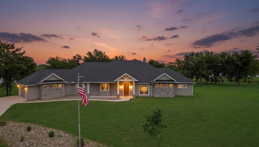 Built in 2023, this 4 bed, 4.5 bath custom waterfront retreat combines luxury finishes, thoughtful design, & nearly 5 acres of privacy on Richland Chambers Lake. With 3,308 sqft of open-concept living space, the home includes 2 lakefront primary suites with private patio exits & custom touches throughout include engineered hardwood flooring, designer lighting, glass door knobs, shiplap accents, pocket doors, & ADA-friendly 3-foot-wide doorways. The kitchen was designed for both entertaining & everyday living with Café appliances, an oversized built-in refrigerator and freezer, quartz countertops, a quartzite island with pop-up outlets, & a spacious walk-in Butler’s pantry. The large laundry room features tons of storage & washer, dryer and extra fridge are included! A wood-burning fireplace with dedicated thermostat helps efficiently heat the home during cooler months.

Built with quality & efficiency in mind, the home includes spray foam insulation, LP SmartSide siding, a post-tension slab foundation, 2 HVAC systems, 2 tankless water heaters, a buried owned 500-g propane tank, & a wired 24kW Generac generator. Additional exterior upgrades include gutters and a bug misting system surrounding the home.

Outside, the property is fully fenced with a freshly painted electric gated entry & fence, mature shade trees, landscaping, sprinkler system, & a spacious back patio overlooking 393 ft of protected cove shoreline. The dredged boathouse includes one boat slip, 3 jet ski lifts, a sink, & storage closet for easy lake living. The property also features an oversized 2-car garage with interior storm shelter, an approximately 1,100-sqft insulated workshop with 2 roll-up doors &  climate-controlled attic storage, plus an attached approximately 400-sqft efficiency apartment ideal for guests or rental use. With no HOA, horses allowed, & both short-term and long-term rentals permitted, this property offers a rare blend of flexibility, acreage, & waterfront living.