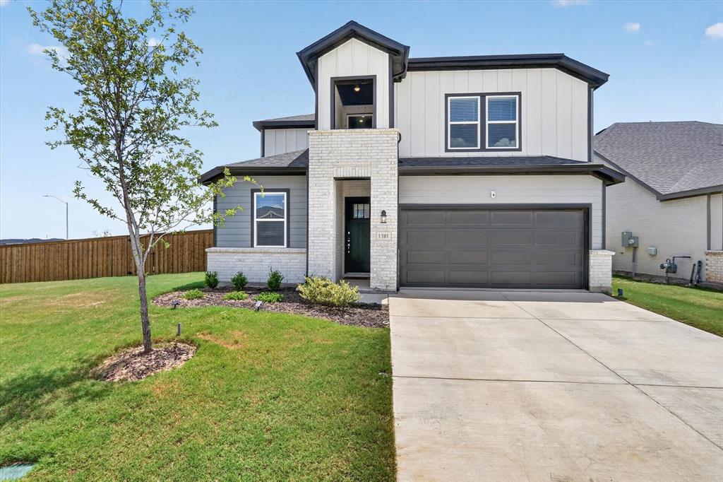 Tucked into the Madero community in Haslet, this modern farmhouse is built for easy living. The primary bedroom is downstairs, there's a dedicated office up front, and a big loft upstairs that works as a game room, playroom, or second living area. The kitchen has a large island, walk-in pantry, and opens straight into the dining and living space, so nobody's ever stuck off in another room. It sits on a huge corner lot, one of the biggest around, with a covered patio and a flat, fenced, fully sodded yard with plenty of room for kids and dogs. The real draw is the location. You're minutes from H-E-B, Kroger, Walmart, and pretty much every store and restaurant you'd need, with quick access to the Alliance corridor for the commute. The neighborhood itself has two amenity centers, a pool, and multiple playgrounds. Zoned to Northwest ISD.