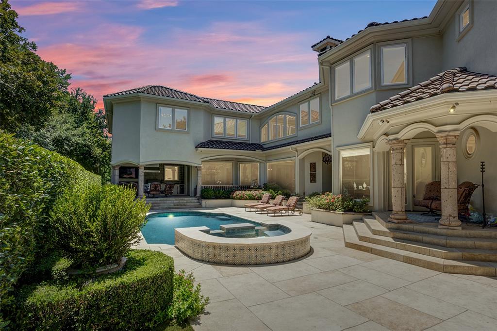 Rare opportunity to live in the gated community of Rivercrest Landing. This two story home with Mediterranean architecture & elevator is nestled in a cul-de-sac on a tree filled lot with incredible privacy. The rooms are large & spacious, perfect for entertaining. The kitchen has commercial appliances & is flanked by a breakfast room & beautiful views of the private backyard & outdoor living. The primary bedroom area is downstairs & also has beautiful views of the pool with private patio. The primary closet is everyone's dream! It is two stories with custom cabinetry, backlighting & island with chandelier & champagne fridge. The backyard oasis features a pool, fountain & beautiful covered outdoor living area. Please see amenities list for more detail on this fabulous home