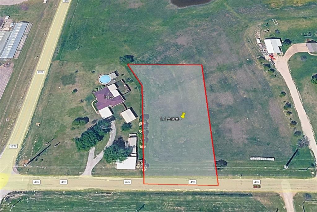 1.10-acre Princeton homesite with approximately 142 feet of CR 496 road frontage. This is Lot C of seven planned homesites being divided from a 17.655-acre Princeton property (subject to survey and final platting before sale). Right-sized for a custom home build, with an established neighborhood feel and quick access to Hwy 380. Princeton ISD: Leta Horn Smith Elementary, Huddleston Intermediate, Clark Junior High, Princeton High School.

DEED RESTRICTIONS (first 30 years from initial closing): no mobile homes, no multifamily, no storage facilities, and possibly others. Seller will pay for the initial survey and platting of the land. Buyer is responsible for verifying and installing their own utilities and road entrances.

Six other planned homesites are also available individually or in combination — including the existing custom home on Lot E. Ask listing agent for the planning map and KMZ.