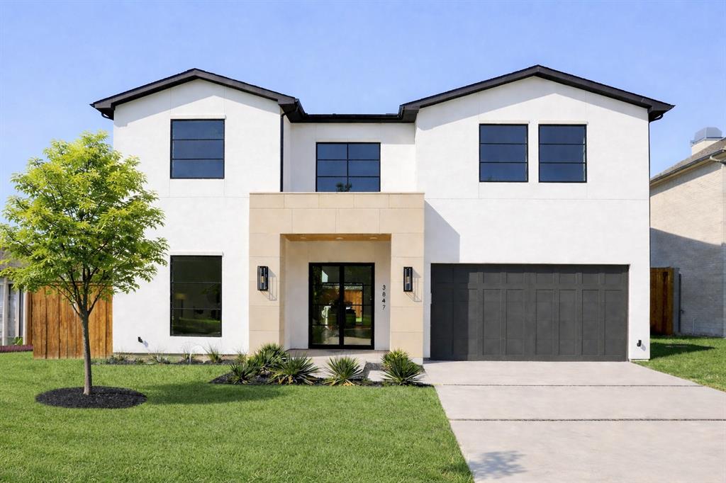 Welcome to this stunning new construction located on a premier street in Midway Hollow showcasing clean architectural lines, curated finishes, and exceptional attention to detail throughout. The striking stucco exterior with bold, black-framed windows creates a sophisticated first impression, while the light-filled interior welcomes you with soaring ceilings, wide-plank white oak hardwood floors, and a seamless open-concept design. The expansive living area is anchored by a dramatic floor-to-ceiling marble feature wall and surrounded by oversized windows that flood the space with natural light.  The gourmet kitchen is a true centerpiece, featuring a large waterfall island, quartz countertops, custom rift cut white oak cabinetry, designer lighting, and professional-grade appliances. A separate prep kitchen and walk-in pantry provide added functionality, making this home ideal for both everyday living and entertaining. The private primary suite offers a serene retreat with a spa-inspired bath, complete with a freestanding soaking tub, oversized glass shower, dual vanities, and generous his and her closet space. Large secondary bedrooms are well-appointed, including  a second bedroom down which could be used as an office. Upstairs game room or second living area. Effortlessly combine indoor-outdoor living with sliding glass doors that open to a covered patio featuring a built-in outdoor kitchen—perfect for hosting gatherings. The spacious backyard offers plenty of room to create your ideal outdoor oasis. This home perfectly blends modern luxury with comfort and functionality, delivering elevated living in every detail.