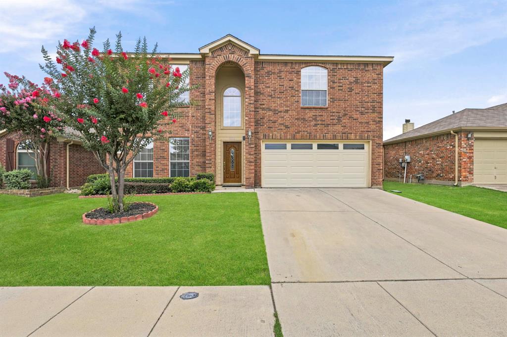 Beautifully maintained two-story home in the desirable Sendera Ranch community! This inviting home offers a spacious and functional layout with two living areas, a formal dining space, and an open kitchen featuring granite countertops, stainless steel appliances, abundant cabinet storage, and a center island. The main living area includes a cozy gas fireplace and flows easily into the kitchen and breakfast area, creating a great space for everyday living and entertaining. Enjoy surround sound throughout the entire home, adding comfort and convenience to multiple living spaces. Upstairs, a large second living area with a projection screen provides the perfect media, game, or flex space. The primary suite offers a relaxing retreat with an ensuite bath and generous room for furnishings. The exterior features a charming brick elevation, well-kept landscaping, and great curb appeal. Located in Sendera Ranch, residents enjoy access to community amenities including pools, parks, walking trails, playgrounds, sports courts, and more. Conveniently positioned near shopping, dining, schools, and major roadways, this home is a wonderful opportunity in Northwest ISD.