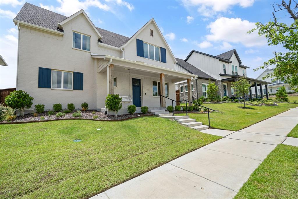 Perfectly positioned on one of Walsh's most sought-after streets, this exceptional home overlooks Overlook Park and offers a location rarely available within the community. Thoughtfully upgraded throughout, the home blends style, comfort, and functionality with a light-filled floor plan, soaring ceilings, expansive windows, and a stunning fireplace in the main living area. The chef's kitchen features quartz countertops, stainless steel
appliances, a large center island, and designer finishes.  Custom touches include a dedicated home office, built-in children's workspace, and thoughtfully designed living areas. The first-floor primary suite offers a private retreat with a spa-inspired bath and custom closet system. Upstairs, two spacious bedrooms are connected by a versatile loft that functions perfectly as a second living area, game room, or study space.  The covered patio is designed for year-round enjoyment with a built-in gas fireplace and remote-controlled screen, while the turf backyard provides low-maintenance outdoor living. Additional highlights include a three-car garage with finished floors, exceptional curb appeal, and abundant natural light throughout.  Residents enjoy access to Walsh's outstanding amenities, including pools, parks, fitness facilities, trails, tennis and basketball courts, maker spaces, high-speed fiber internet, and highly acclaimed Aledo ISD schools.