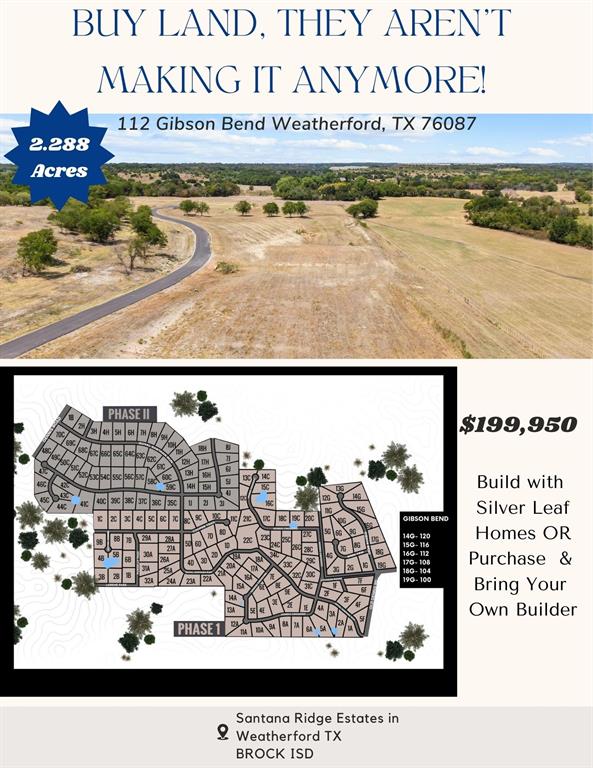 Dreaming of CUSTOM Building a Home? With this Land you have OPTIONS to either Bring your own Builder or work with Silver Leaf Homes to Custom Build your Home! Silver Leaf Homes has over 30yrs of Experience and builds 300+ Homes a Year all over DFW. Your Custom Home would be in great hands with them. Neighborhood is in the Desired Santana Ridge Estates just minutes from I-20. Additional Lots available and they can be combined for more land! Lot 14G. Floor plans are currently available or we can help customize a Floor plan to fit your desires.