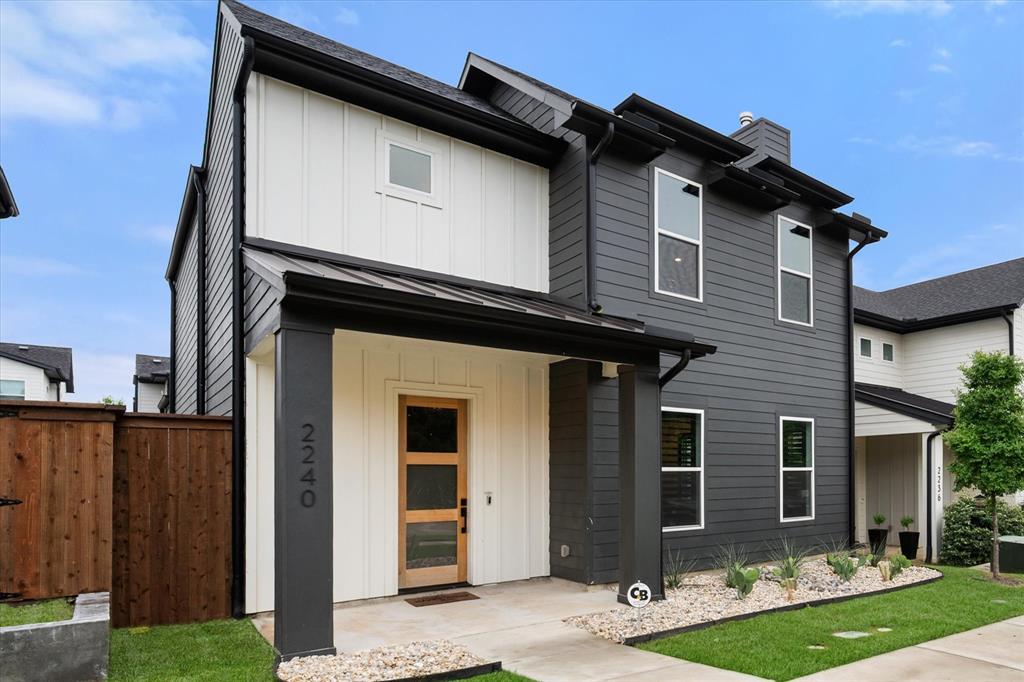 Welcome to Scenic Village in the heart of Oakhurst, where urban convenience meets effortless living. Tucked alongside the Trinity Trails, this vibrant community offers easy access to miles of scenic trails, parks, and Fort Worth's most exciting new development, Panther Island, just minutes away—bringing outdoor live music, movies under the stars, and waterfront dining. Downtown Fort Worth and the Stockyards are also within easy reach. You'll enjoy everything the city has to offer without sacrificing the peace of home.This modern home is the largest floor plan offered by Havenwood Builders, delivering thoughtfully designed living space with high-end finishes at every turn. The layout is as smart as it is stylish—all living spaces, kitchen, dining room, and a convenient half bath are located on the main floor, creating an open, flowing environment perfect for entertaining or unwinding. The kitchen features a gas cooktop, quartz countertops, abundant cabinetry, and a walk-in pantry. Whether you're hosting dinner parties or enjoying a quiet night in, this kitchen delivers. Head upstairs to find all three bedrooms, two full baths, and a dedicated laundry room, keeping sleeping quarters completely private from everyday activity. Elevated details throughout include decorator wainscoting, custom plantation shutters, and an energy-efficient tankless hot water heater—every detail chosen with quality and convenience in mind.The HOA maintains both the front and back yards, so weekends are yours to enjoy—not spent behind a lawnmower. The backyard features lush green turf for year-round beauty with minimal upkeep, and a gorgeous pergola perfect for cool Texas evenings under the stars. Alley-access garage parking keeps the front of the home clean and welcoming, with guest parking conveniently available out front. This is the home for the buyer who wants it all — style, space, smart design, and a community lifestyle that puts Fort Worth's best right at their doorstep.