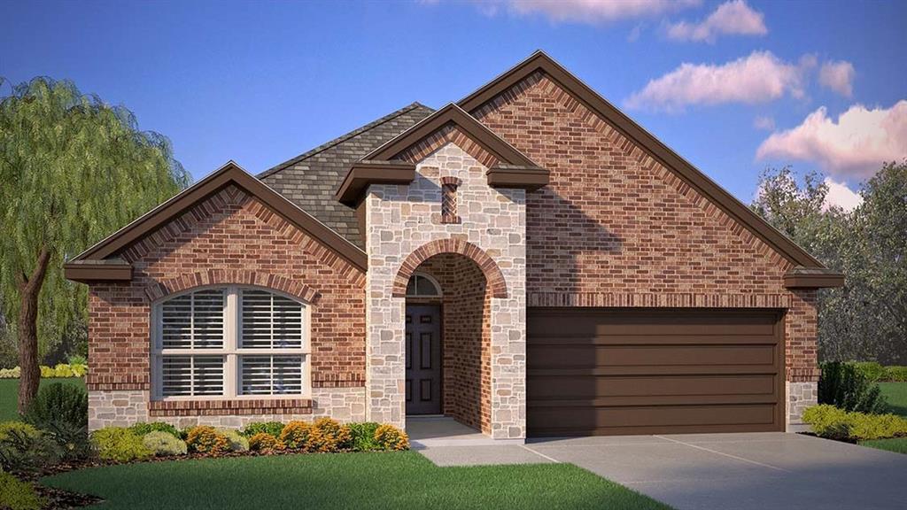 Beautiful new D.R. Horton home in the Morningstar community located in highly sought-after Aledo ISD! The Blanco floorplan Elevation G, with an estimated Summer completion, offers a spacious single-story layout with 4 bedrooms, 2 bathrooms, and a 2-car garage, designed for comfortable everyday living. The open-concept design features a generous family room that flows into the dining area and modern kitchen, creating an inviting space ideal for both daily life and entertaining. The kitchen includes 42” upper cabinets with crown molding, cabinet hardware, soft-close drawers and cabinets, quartz countertops, a ceramic tile backsplash, stainless steel appliances, a gas range, and a pantry for added storage. RevWood flooring extends throughout the main living areas for durability and style, and a convenient mud room adds everyday functionality. The private primary suite features an en-suite bath with dual sinks, a walk-in shower with built-in seat, and a spacious walk-in closet. Three additional bedrooms provide flexible space for family, guests, or a home office. A covered patio enhances outdoor living, while modern finishes, energy-efficient construction, and America’s Smart Home Technology package add everyday convenience. Exterior features include a landscaping package with a full sprinkler system and a fully fenced backyard. Morningstar residents enjoy resort-style pools, playgrounds, parks, a dog park, and scenic walking trails.