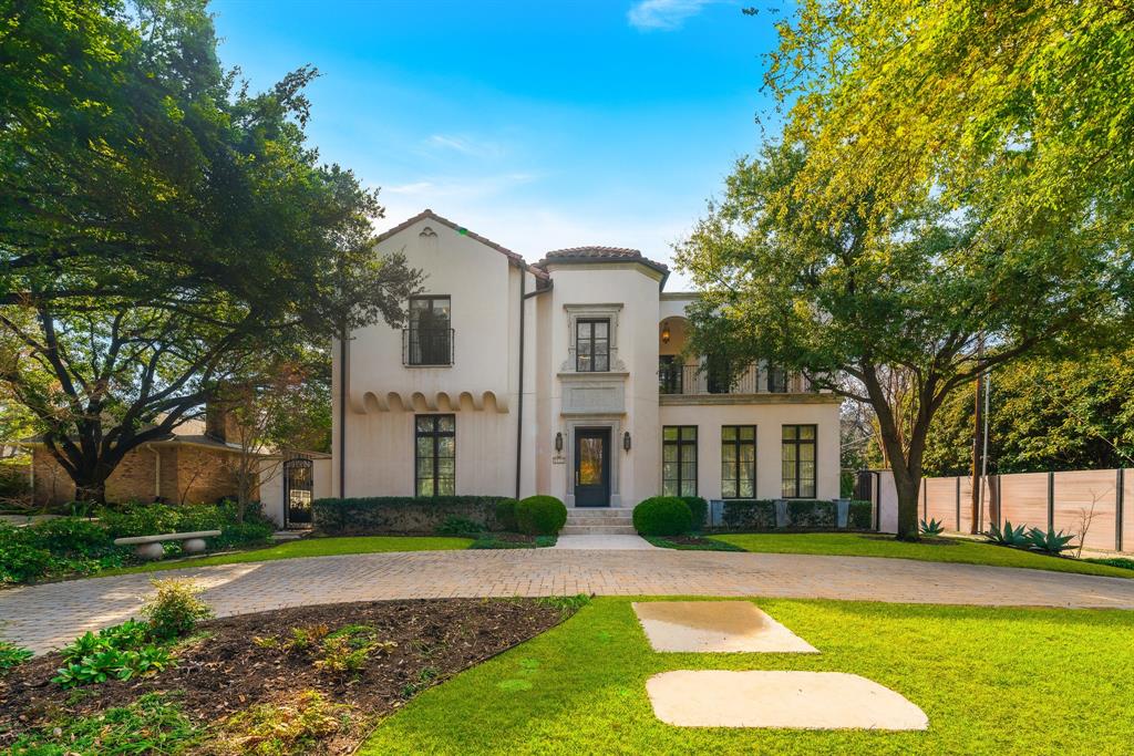 Gorgeous Mediterranean home located near Williams and Goar parks, as well as the University Park police and fire station.  The perfect balance of indoor and outdoor living spaces gives this home a warm and inviting resort feel.  The first floor features a library room with stunning temperature controlled wine storage, a large living room with fireplace and access to a covered stone porch, formal dining with adjacent butler's pantry and an expansive, updated kitchen with Wolf range, Sub Zero, large island and breakfast area that blends into the spacious family room, with beamed ceiling, fireplace and French doors to a covered porch with fireplace.  There is also a mudroom with full pool bath.  To the rear of the house, there is an exercise area as well as a large game room with a full bath on the 2nd level.  The large primary suite features hardwood flooring, fireplace, a sitting area and its own private porch with a fireplace.  The primary bath has heated flooring, separate vanities, jetted tub and a beautiful stone shower.  The resort style backyard has an outdoor cooking area with a gas grill and Green Egg, sparkling heated pool with a resistance blower and separate spa and is surrounded by low maintenance artificial turf.  This property is ideal for entertaining or a family staycation!