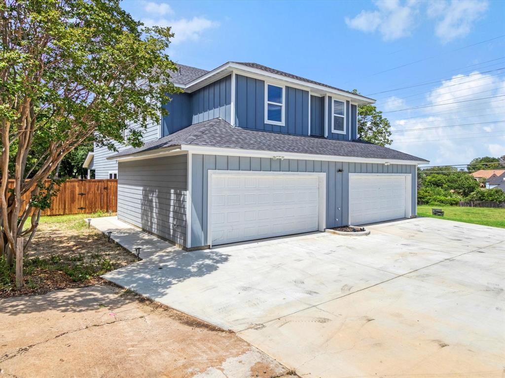 Newly built and Stunning! Two-story duplex featuring three generously sized bedrooms and 2.5 bathrooms, designed with modern finishes that create an inviting home. The primary bedroom offers an ensuite bathroom, while the additional two bedrooms share a convenient Jack and Jill bathroom. Situated on a tucked away corner lot, this property offers a private fenced backyard complete with a covered patio, perfect for outdoor relaxation and entertaining. An exceptional value opportunity for investors seeking rental income or long-term appreciation, truly a rare find.  Easy access to I-30 and I-820, enjoy the convenience of nearby shopping, dining, and recreational options. Don’t miss your chance to own this exceptional property!