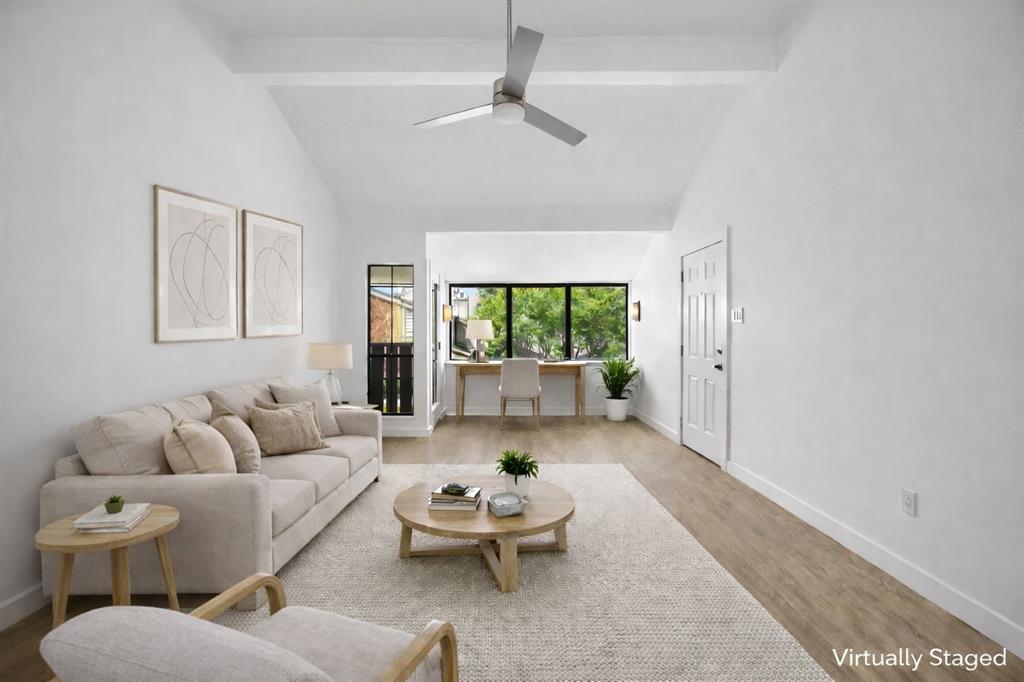 **Back on the Market at no Fault of the Unit** Buyer had cold feet. Aren't you lucky!? Fully updated second story condo in a gated community, offering a great blend of comfort and convenience. This unit overlooks the community pool and features a private balcony with outdoor storage closet, creating a relaxing outdoor space with a view. Inside, the home has been thoughtfully renovated throughout with wood-look laminate flooring and tile in the kitchen and bathroom. The living room includes a wood burning fireplace, abundant natural light, and a flexible nook that works well as a home office or reading space overlooking the pool. The kitchen has been completely updated with new cabinets, granite countertops, under cabinet lighting, and new appliances, including a combined oven and range, built in microwave, and refrigerator that conveys with the property. The bathroom has also been refreshed with updated cabinetry, granite counters, a new tub shower combo, new plumbing fixtures, and a stackable washer dryer area, plus a nicely sized storage closet for added convenience. Decorative lighting throughout adds a clean, modern touch. The spacious primary bedroom features vaulted ceilings and a generously sized walk in closet. Located just minutes from the Katy Trail, with easy access to shopping, dining, and major roadways, this condo is a great option for a first time buyer, downsizing, or investment.