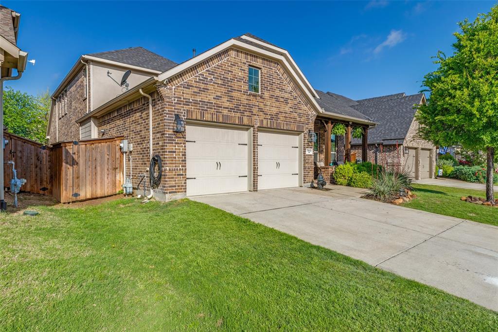 Welcome to this stunning two-story home nestled in the highly sought-after Trinity Falls community! Offering 4 spacious bedrooms and 3 full baths, this beautifully maintained home blends comfort, functionality, and style. Designed with versatility in mind, the thoughtfully laid-out floor plan features a private home office, a first-floor media room, and an expansive upstairs game room - perfect for work, relaxation, or entertaining. The open-concept living area is filled with natural light, creating a warm and inviting atmosphere ideal for everyday living and hosting guests. The oversized primary suite serves as a true retreat, complete with dual vanities, a garden tub, a separate walk-in shower, and a generous walk-in closet. Two secondary bedrooms on the main floor each offer walk-in closets and share a full bath, while upstairs you’ll find a private fourth bedroom, full bath, and a large game room - ideal for guests or multigenerational living with its own mother-in-law suite feel. Step outside to a backyard built for enjoyment, featuring a covered patio, a kids’ play set, and a storage shed for additional storage needs. Fresh paint and brand-new carpet throughout give the home a crisp, move-in ready feel. Conveniently located near shopping, dining, entertainment, top-rated schools, and exceptional community amenities, this home truly has it all!