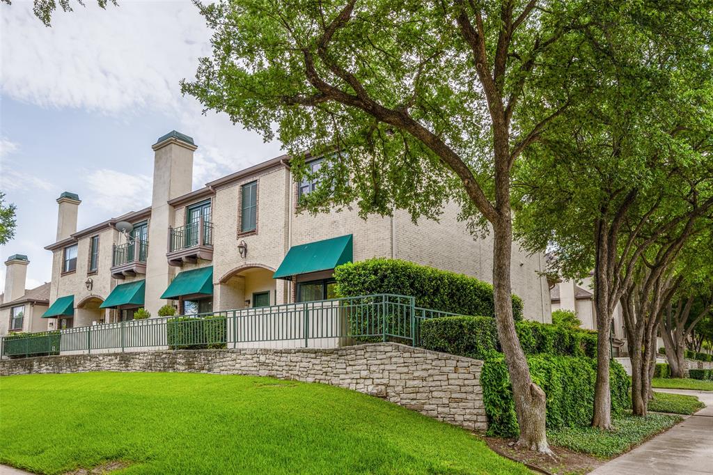 Townhouse style unit with two car attached garage in the most ideal and walkable location.  This end unit boasts high ceilings, real hardwood floors, replaced windows & doors, outdoor patio, Juliet style balcony, fireplace, and a wonderful low maintenance lock and leave lifestyle. This Preston Forest vicinity is central Dallas and sits in a beautiful residential neighborhood that features multimillion dollar homes. Lots of great storage throughout.  Bedrooms are split on the second floor.  Master bedroom & bath are spacious and with dual sinks, large walk-in shower, two walk-in closets, and vaulted ceiling. Laundry is on the second floor near bedrooms. Second bedroom has ensuite bath with tub shower combo and large walk-in closet.  Half bath on first level is pretty and inviting for guests. Garage has metal shelving and direct access into this home for maximum security. Complex features pool and is professionally maintained. Please see the long list of updates in Transaction Desk.  Agent to meet showings.