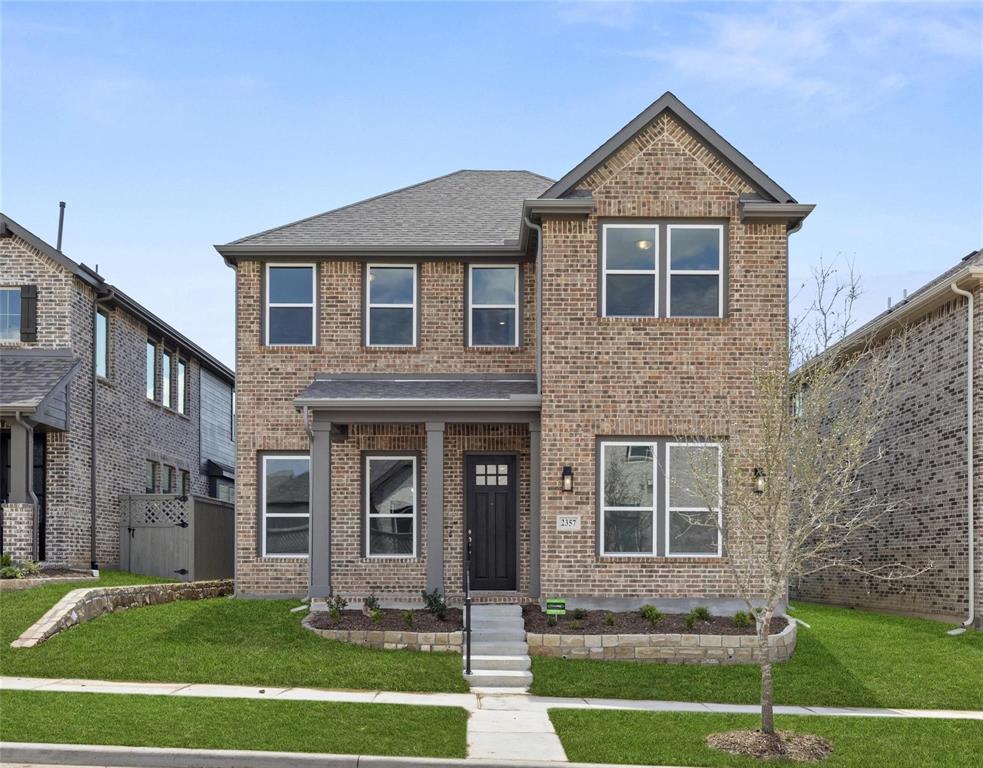 2-story Northlake home with home office, double french doors & dining room. Kitchen with solid surface quartz countertops, oversized eat-in bar top island, upgraded cabinets, Energy Star Whirlpool stainless steel appliances, gas cooktop, 42-inch cabinets, backsplash ceramic tile, built-in microwave and oven, dishwasher, Moen faucet, pot & pan drawers, pendant lighting. Gas fireplace w. ceramic tile & mantle. 1st floor primary w. ceramic tile shower & glass enclosure, double sink, Moen faucets, ceramic tile flooring, lighting package & walk-in closet. 3 bedrooms + gameroom 2nd floor. Smart home, Ring doorbell, sprinkler system, gutters, covered patio, garage opener, home warranty, 8ft ft door, metal stair railing!