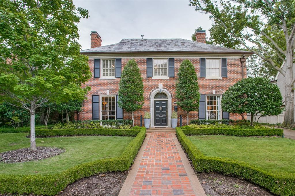 Marvelous, classic Georgian in Highland Park, just a couple of blocks from the Highland Park Village, Bradfield Elementary, and the Dallas Country Club - late 1920's home with sensational drive-up, wonderful scale & high ceilings, beautifully updated. So many great features: slate roof, handsome formals with floor-to ceiling windows, large family room, charming sunroom or study, 2 powder rooms, large eat-in kitchen with island & breakfast banquette. Front & rear stairways, all BR's on 2nd floor, playroom-flex space on 3rd floor. Huge master suite features fireplace, his & hers baths, walk-in closets & dressing areas; dual-access shower. Fun pool & spa, large side yard with putting green-play area, Pennsylvania bluestone patio & pool deck. Entertainment bar & half bath adjacent to pool, large updated 851 sf (per appraiser) guest quarters adjacent to and above detached garage. Seller requests leaseback thru December 2022. See Transaction Desk for additional info and offer instructions.