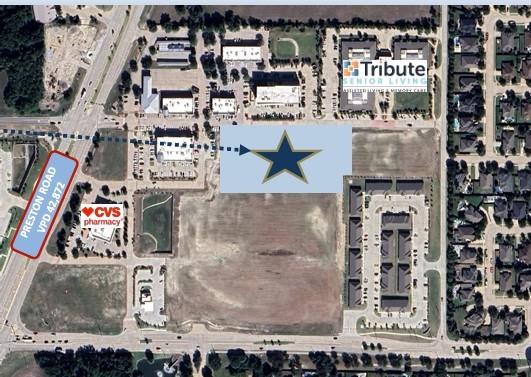 Rare shovel-ready 4.204-acre pad site in the heart of Prosper Town Center, positioned for immediate medical office or surgery center development. Approved plans in place for a ±30,000 SF two-story Medical Office Building (Phase 1) and ±15,000 SF Surgery Center (Phase 2), with full architectural elevations, civil engineering, and site work designed and permit-ready. Block A, Lot 2 of Prosper Town Center Phase VI (183,141 SF).
Strategically located just east of N. Preston Road (TX-289) with 42,872 VPD, immediately adjacent to CVS Pharmacy, Tribute Senior Living (assisted living & memory care), and surrounding Class A professional office. Less than one mile from The Gates of Prosper (Walmart, Dick's, TJ Maxx, Ross, Burlington, DSW, Kohl's, HomeGoods) and within walking distance of Reynolds Middle School and Prosper High School.
Located in one of the fastest-growing affluent submarkets in North Texas. Prosper population grew 50% from 2020-2024 to 42,598 residents, with a median household income of $198,632 and median home value of $886,000 — demographics that strongly support specialty medical, dental, surgical, and ancillary healthcare uses.
All utilities, easements, and access in place per recorded ALTA survey. Zone X (outside 0.2% floodplain). Plans, survey, civil drawings, and full due diligence package available upon request and execution of CA.
Sale Price: $4,500,000 ($24.60 PSF).