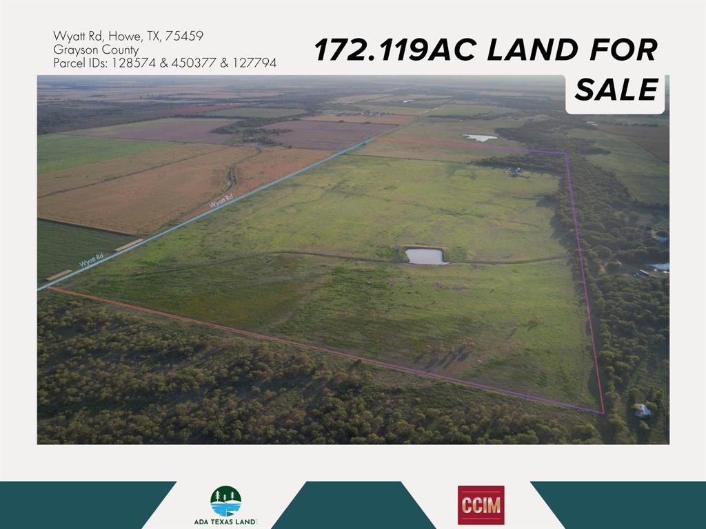 Outstanding opportunity to acquire a strategically located site positioned for long-term value creation in a high-growth corridor of North Texas. The offering consists of three contiguous parcels, available for purchase individually or in combination.

The property features approximately 3,800 feet of frontage along future Major Arterial Wyatt Road, which will serve as a key connector to U.S. Highway 75, the planned Dallas North Tollway (DNT) extension (2.3 miles away), and the upcoming 500+ acre mixed-use development, The Shepherd’s Place.

Additionally, the future Minor Arterial Fallon Road is planned to intersect the site, introducing an additional access point and further enhancing the property’s visibility and utility for future development.

Located within minutes of major employment centers, including Texas Instruments and Blalock Industrial Park, the site offers excellent access to labor, logistics, and regional transportation infrastructure.

Survey available. 
The information provided herein has been compiled from sources believed to be reliable; however, no warranty or representation is made as to its accuracy or completeness. All property information is subject to errors, omissions, changes in price, prior sale or lease, and withdrawal from the market without notice.