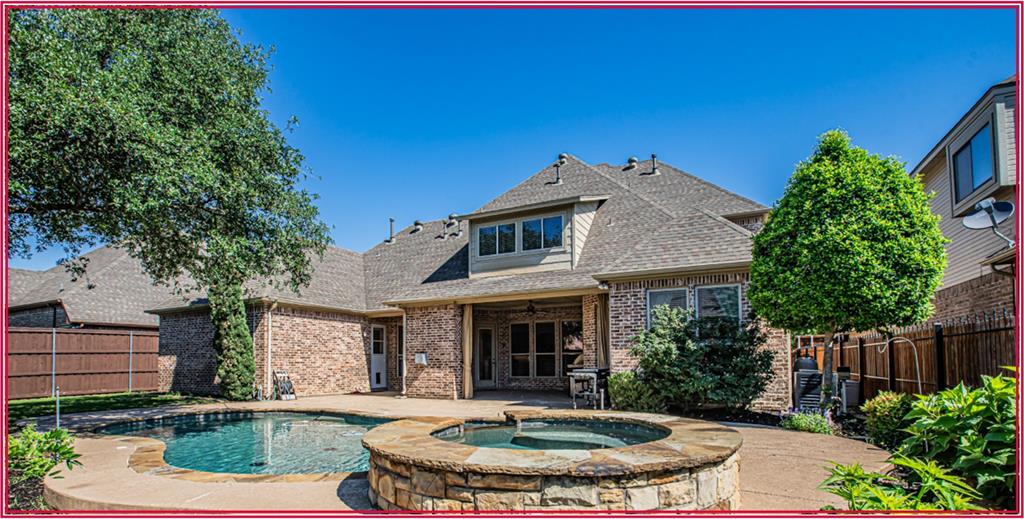 Stunning custom home in sought after Forest Glen West, offering space, flexibility and resort-style outdoor living! This beautifully designed home features 4 oversized bedrooms, 5 baths, and 4 spacious living areas, perfect for entertaining and everyday living. The heart of the home is the impressive chef's kitchen featuring beautiful custom cabinetry, expansive counter space, double ovens, gas cooking and a large island with an additional sink, perfect for meal prep and gathering with family and friends. The kitchen opens seamlessly to the spacious family room and includes a breakfast bar, plus generous dining area,The primary suite and a secondary bedroom are ctonveniently located downstairs, ideal for multi-generational living or guests. Downstairs also included a private study or home office. Upstairs you'll find a large game room and additional living spaces providing room for everyone to spread out. Step outside to your own backyard retreat featuring a heated pool, spa, and exceptional outdoor living center designed  for year-round enjoyment. A rare opportunity combining luxury, function and comfort in one of the area's most desirable neighborhoods.