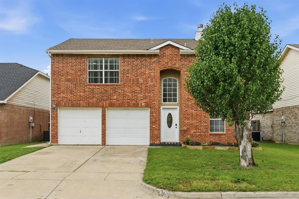 Welcome home! This spacious 4-bedroom, 2-bath residence is perfectly designed for a growing family. Upon entry, you are greeted by a versatile flex space ideal for a home office, formal dining room, or dedicated play area. The main level flows into an inviting living room, featuring a cozy fireplace, which opens seamlessly to the kitchen and breakfast area. The kitchen boasts granite countertops and offers direct access to the laundry room and the attached two-car garage.

The entire second floor is dedicated to rest and relaxation, housing all four bedrooms, a second dedicated living area, and the master suite. The master bedroom offers exceptional storage with two large walk-in closets. Recent updates include all-new carpeting and new light fixtures throughout the home.

The highlight of the exterior is the private, 16ft x 35ft patio, surrounded by mature vegetation that provides abundant shade, ensuring a cool outdoor escape. A concrete patio slab wraps around the side of the home for easy front access. Location is paramount: enjoy the convenience of walking to Heritage Elementary and Fossil Ridge High School, along with easy highway access and quick commutes to all major shopping and dining centers.