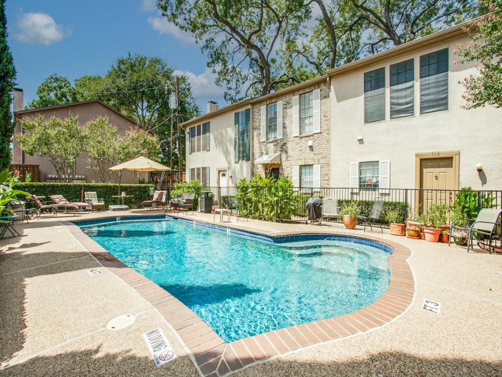 MOVE IN READY - updated condo with a Community POOL.  Stylish 2-bedroom and 2.1 bathroom with TONS of LIGHT.  This GEM is in a great location off of Oak Lawn Avenue.  This quiet tree lined neighborhood offers convenient, easy access to shopping, grocery, neighborhood parks, restaurants, Uptown, the Katy Trail, Turtle Creek, American Airlines Center, Northpark, Downtown Dallas, Medical District, Love Field & DFW Airports, Dallas North Tollway, I-35 and much more.  Fabulous updated unit with NO CARPET.  Parking is easy with 2-assigned parking spaces, private patio, and tons of natural light plus lots of updates! Great for entertaining or having a cozy night at home with the ambiance of the wood burning living room fireplace or primary master bedroom.  Kitchen offers good counter & storage space and the floor plan lends itself to easy entertaining with friends and family.  Powder bath on the 1st floor.  Primary master bedroom is a quiet retreat with a wood burning fireplace, offers an ensuite bathroom, and 2-good sized closets.  The guest bedroom is nicely updated and offers a private ensuite bathroom.  Laundry is on the 2nd floor in the hallway. The patio space is perfect entertaining and pet friendly.  Low HOA's. Stainless Steel refrigerator, washer and dryer to convey with an acceptable offer. Two parking spots #103 at front door and c03 to the side of building.