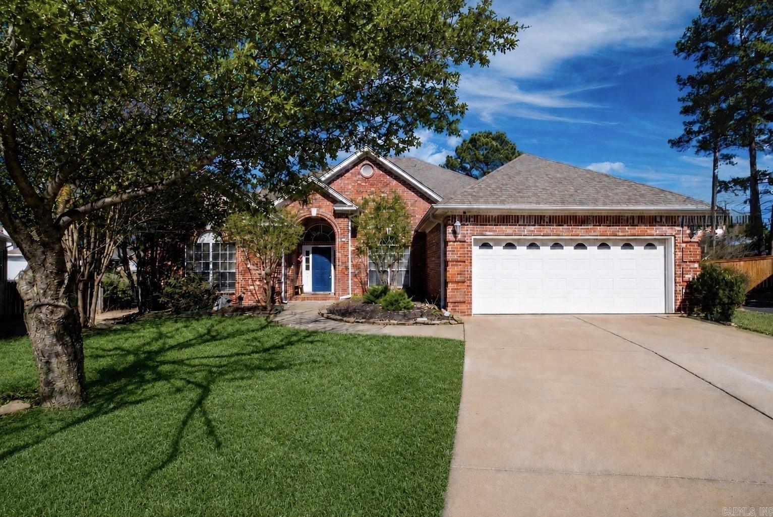 Welcome to this fabulous one level, split layout, traditional home on a quiet cul-de-sac in Maumelle. The main area of the home features a natural open layout allowing for great entertaining or family time. The primary suite is located just beyond the kitchen with all other bedrooms and bath on the opposite side of the home. Step directly onto the extensive Maumelle trail system just outside your fence. This property is also within walking distance of Lake Willastein and multiple playgrounds. Updates include interior painted (19), carpet, tile and hardwoods (19), lighting (20), HVAC (21), water heater (26), stove top (26), dishwasher (26).