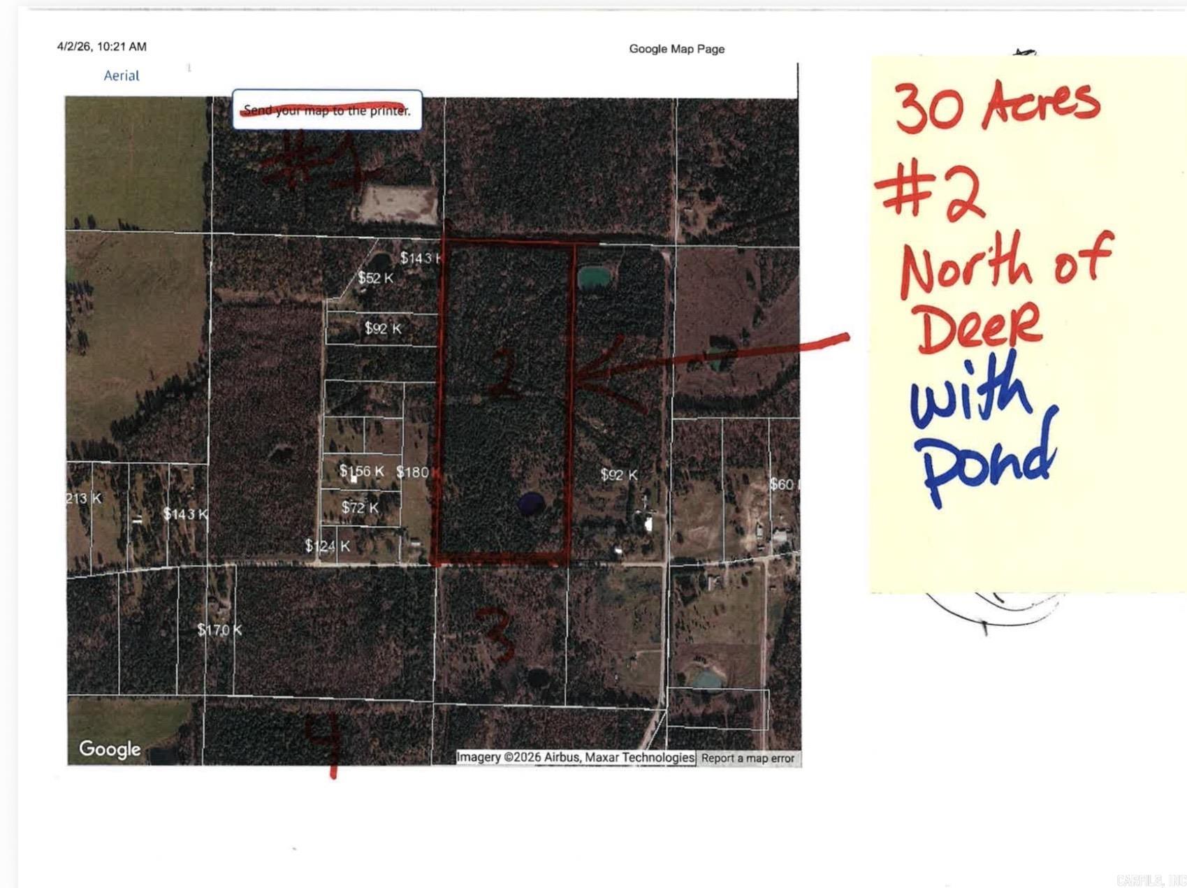 Over 30 acres of beautifully wooded land plus a pond. Great property to build, hunt, or play.  See Signs Marked #2.   Located between properties with addresses of 496/500 Deer Road and 436 Deer Road.