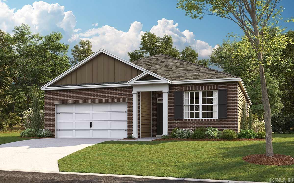 Estimated completion: August 2026. The appealing one-story home includes many contemporary features, and an open-concept design, enhancing the wonderful feel of this home. The kitchen includes a large island perfect for bar-style eating or entertaining, a walk-in pantry, and plenty of cabinets and counter space. The dining room and living room both overlook the covered porch, which is a great area for relaxing and dining al fresco. The large primary bedroom, located at the back of the home for privacy, can comfortably fit a king size bed, and includes an en suite bathroom with double vanity, big walk-in closet, and separate linen closet. Two other bedrooms share a second bathroom. Pictures are for illustration purposes only.