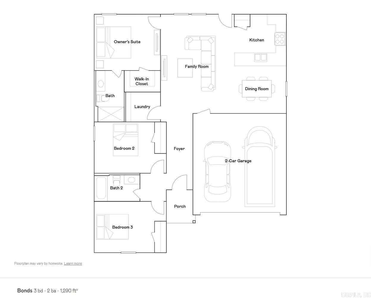 This new single-story Bonds plan offers a modern and low-maintenance layout. Two secondary bedrooms surround a full bathroom at the front of the home, leading to an open-concept layout shared between the kitchen, living and dining areas. A lavish owner’s suite is nestled into a private rear corner and features an en-suite bathroom and walk-in closet.  **SEE SHOWING REMARKS & AGENT REMARKS FOR IMPORTANT INFORMATION**