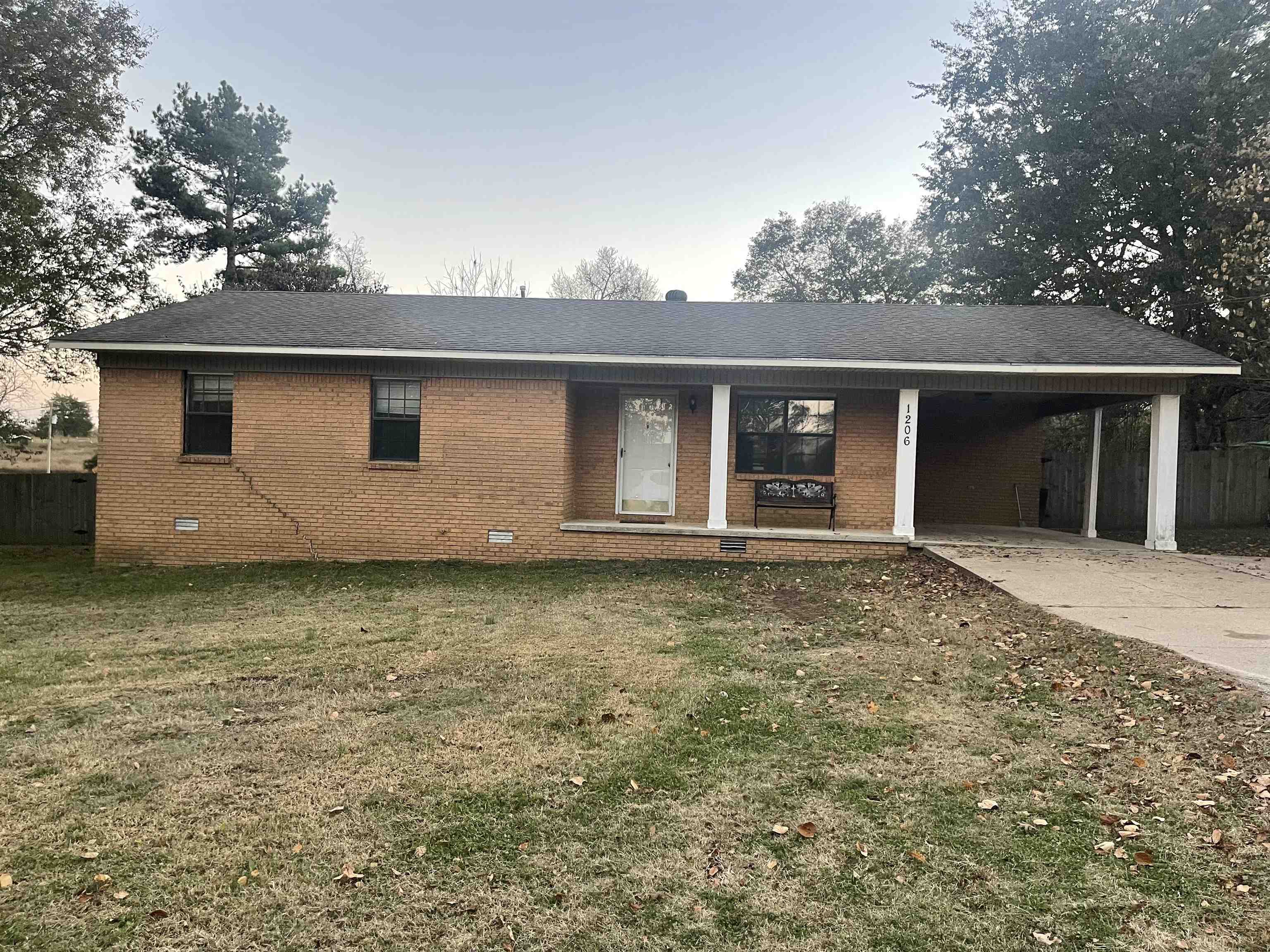 If you are looking for a home in Dickson Subdivision this is the ONE!  This 2-3 bedroom 1 bath  brick home with carport is located on a dead end street in a well established neighborhood, in Imboden, AR.  Includes a roomy eat-in kitchen with appliances, large family room, separate laundry room and living room with builtins. Newer flooring and paint throughout home. The backyard has a privacy fence, storage shed and plenty of room for pets and family gatherings.  Close to school and amenities.   This is a must see!