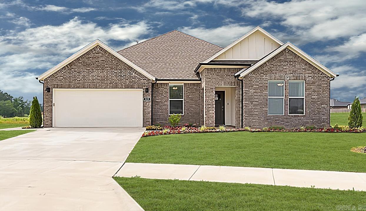 Fabulous Frisco plan in River Plantation, located in Mayflower, Arkansas! These new construction homes feature modern finishes for comfortable living! Each home has LVP flooring throughout common areas and carpet in bedrooms and closets. In the kitchen and bathrooms, you’ll find beautiful quartz countertops. The primary bathroom features a walk-in shower and a quartz, double sink vanity! Each home will have 4-sides brick with Hardie® siding per plan. Homes will include only PARTIAL sod in back. These homes come with a programmable thermostat! 10-year limited Homebuyer’s Warranty! All photos are stock photos, representative of plan only and may vary as built. These homes will have a grinder pump. Annual taxes is an estimate. Taxes and parcel are TBD. This property will be under a Bill of Assurance (BOA) that contain Covenants and restrictions for these homes.