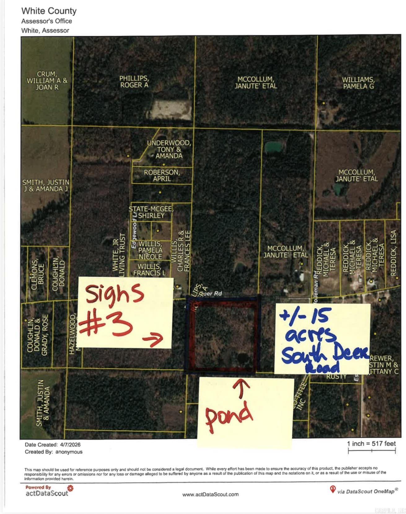 Beautifully wooded and partly cleared approximately 15 acres. (signs #3) Great to build, hunt or play on.  Road to right is easement to Property #4  See signs  Located same side of the road, between properties at 441 Deer Road and 527 Deer Road.