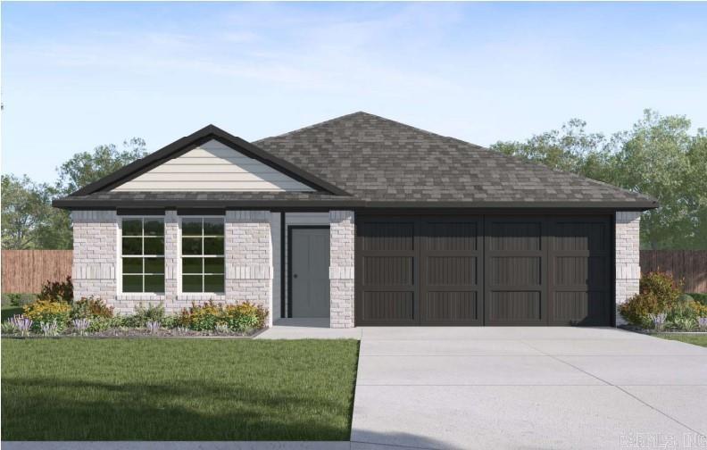 Lovely Hazen plan in Cherry Addition, located in Beebe, AR! These homes offer modern amenities and open floorplans for comfortable living. Each home features LVP flooring throughout, quartz countertops in the kitchen and bathrooms, and a ceiling fan in the living room! The primary ensuite offers a walk-in shower, double sinks, and chrome fixtures. Exteriors will feature brick with siding per plan, and a covered patio per plan! Programmable thermostat! HOA, taxes, and individual parcel TBD.