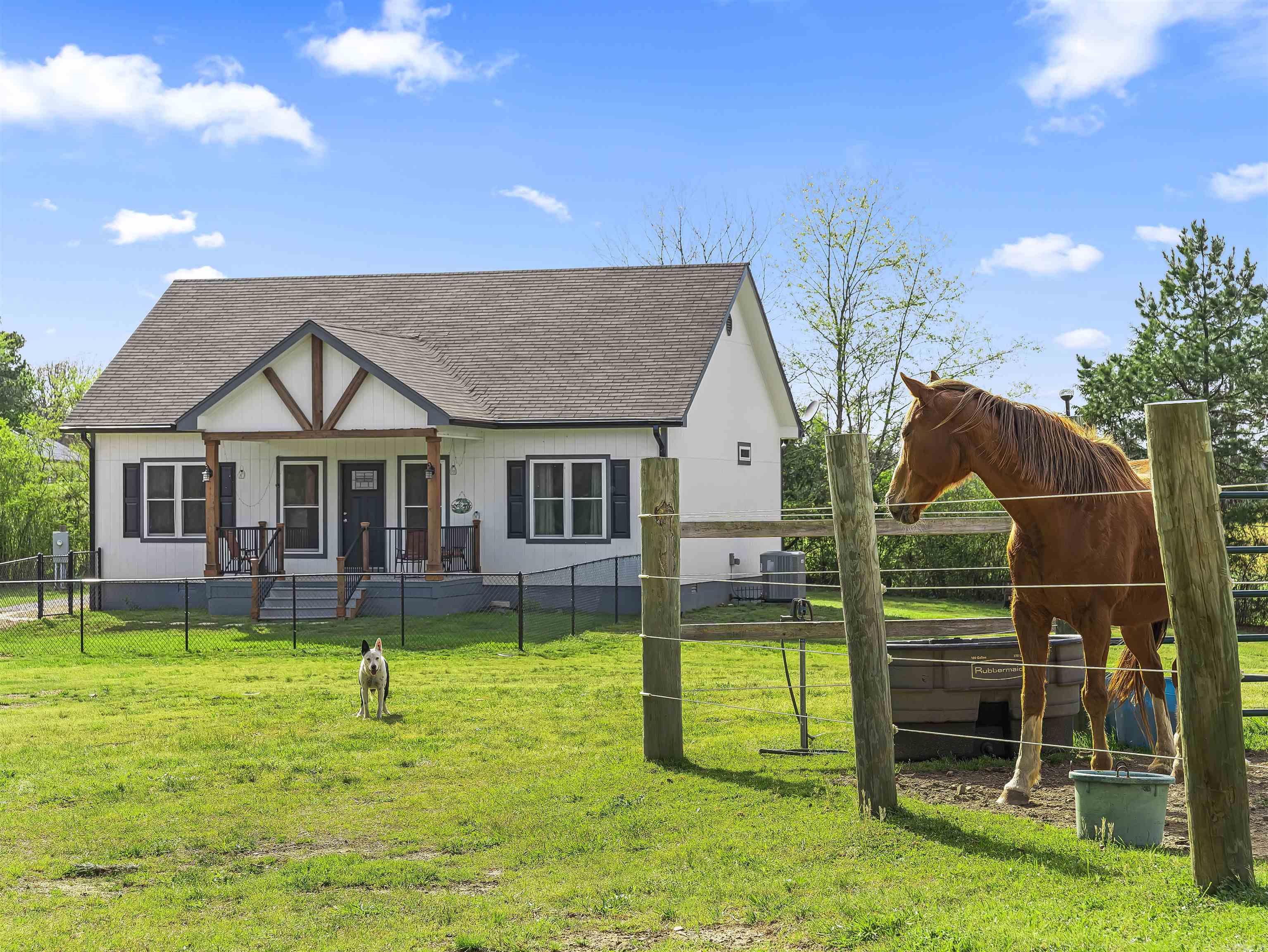 Check out this 20-acre equestrian estate! The property features a gated entrance and premium Finishline horse fencing with 8-foot posts surrounding a dedicated horse paddock. Beyond the pastures, a serene creek winds along the back boundary, complemented by two storage buildings—one fully insulated with water and electricity—and a complete RV setup featuring dedicated water, electric, and sewer hookups.   Inside, the two-year-old home features 9-foot ceilings and high-end finishes throughout. You'll love the custom cabinetry and sleek quartz countertops in the kitchen and bathrooms. This horse-lover's paradise is even more beautiful in person. Schedule a private tour today.