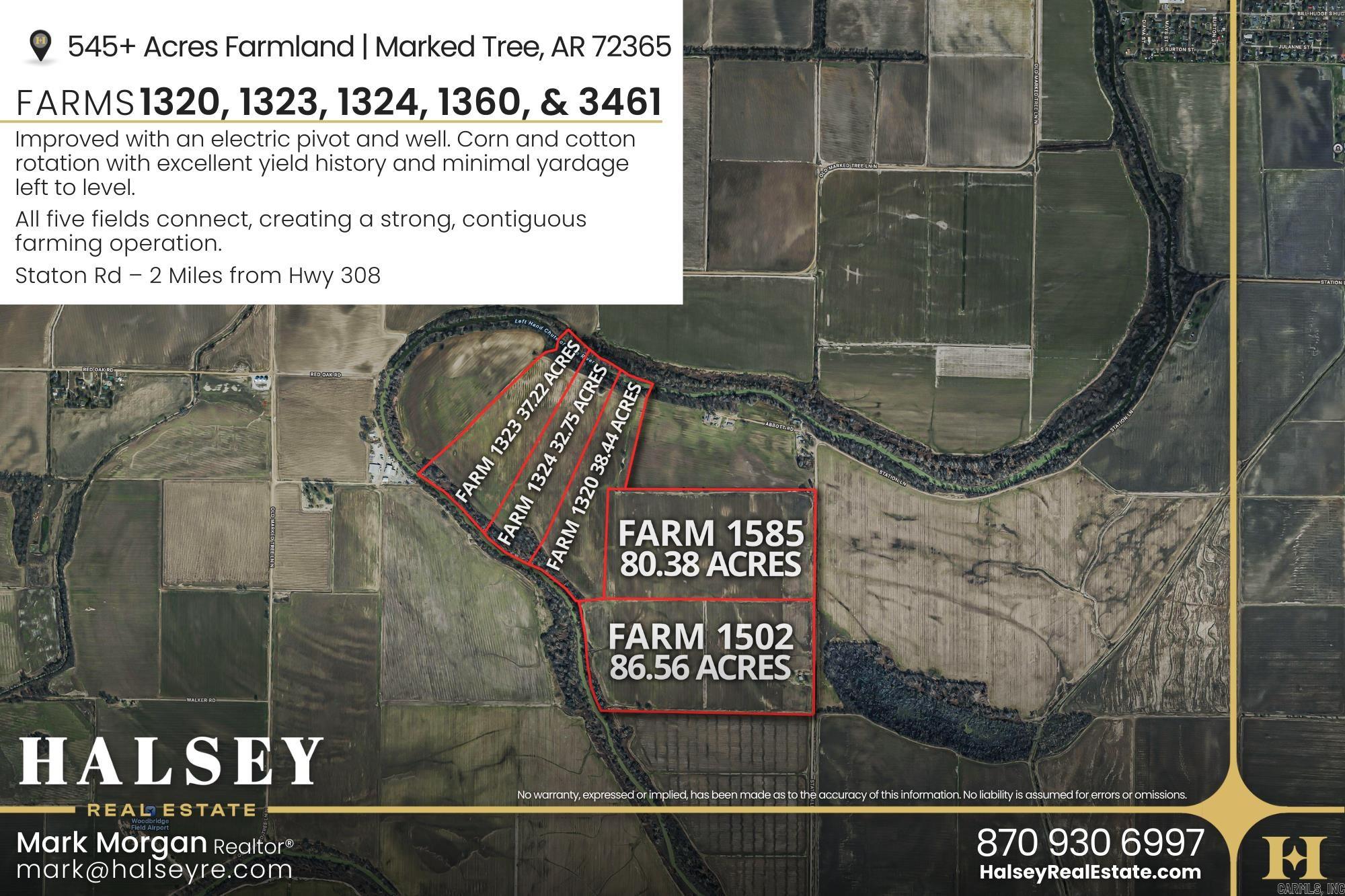 261.07 acres of likely row-crop farmland in Poinsett County (near Marked Tree, Staton Rd)