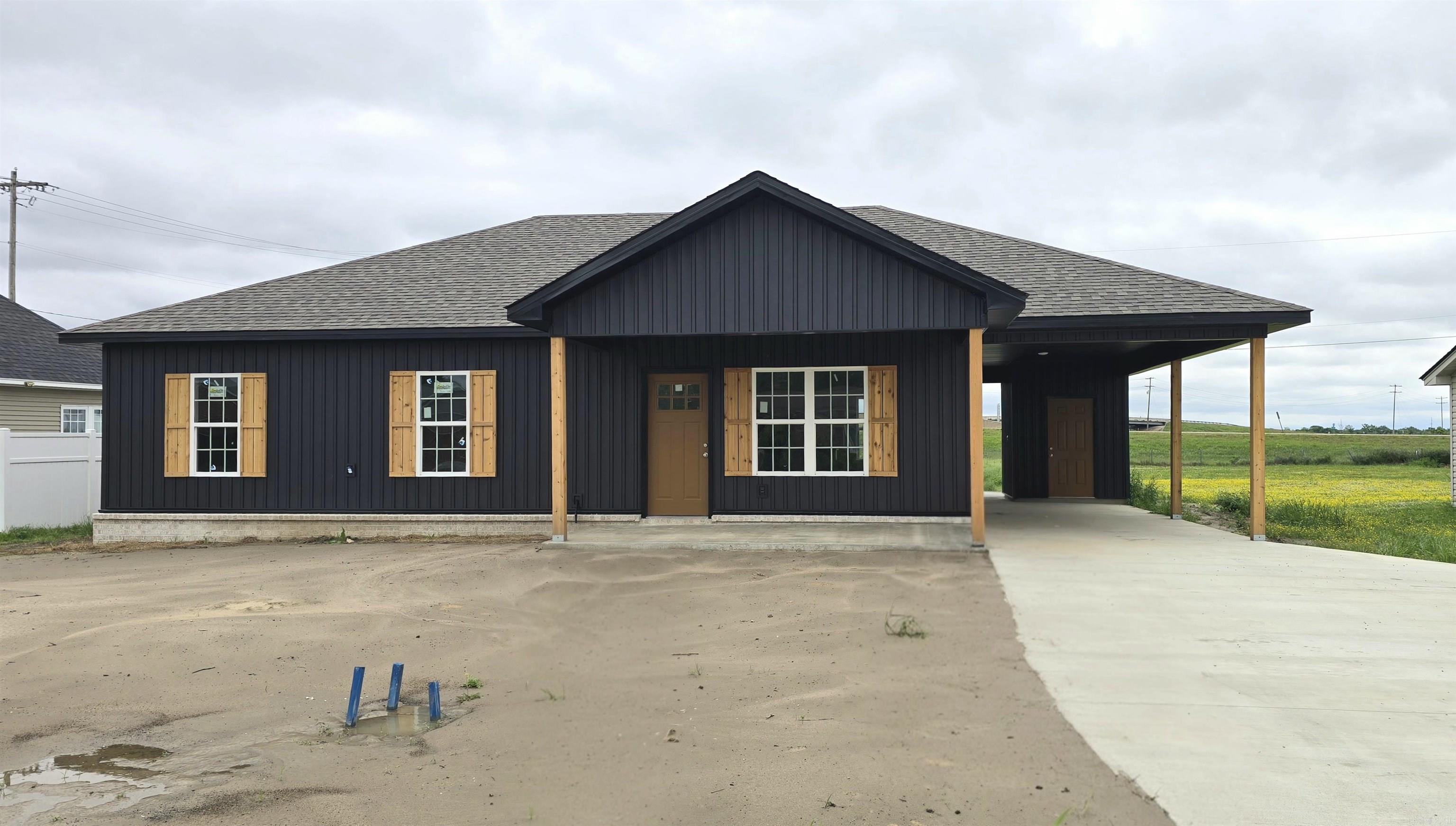 Currently under construction is this all electric, 3 bedroom & 2 bath, one-level on a dead-end street in Marked Tree. Features include granite counter-tops, luxury vinyl flooring, Primary bedroom with private luxury bathroom & large walk-in closet. 1350 square feet per owner. Covered front porch plus carport. *Property taxes do not include any improvements.