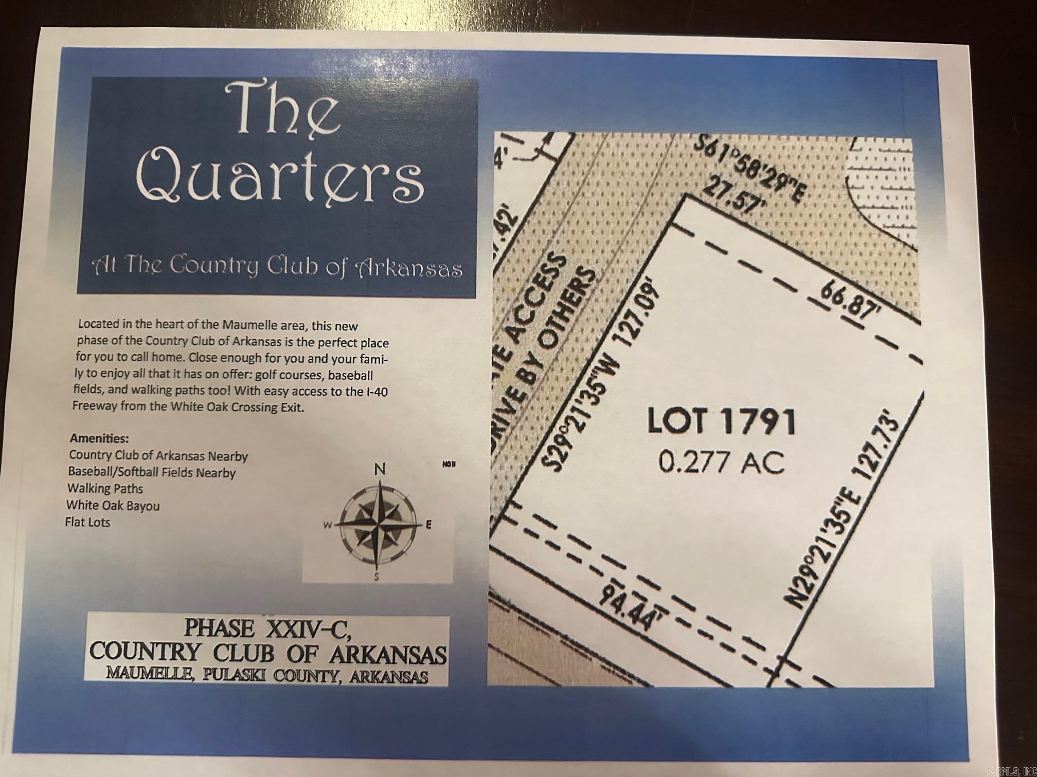 Your search ends here! Welcome to The Quarters, Phase XXIV-C, the newest phase in Country Club of Arkansas. This is wonderful lot, that will be right next to White Oak Bayou Wetlands Park and have a view of the lake. Build your dream home with John Wright Construction, an exceptional builder known for quality craftsmanship and attention to detail. Bring your own custom plan, or select from one of our beautifully designed home plans and create a home tailored to your lifestyle.