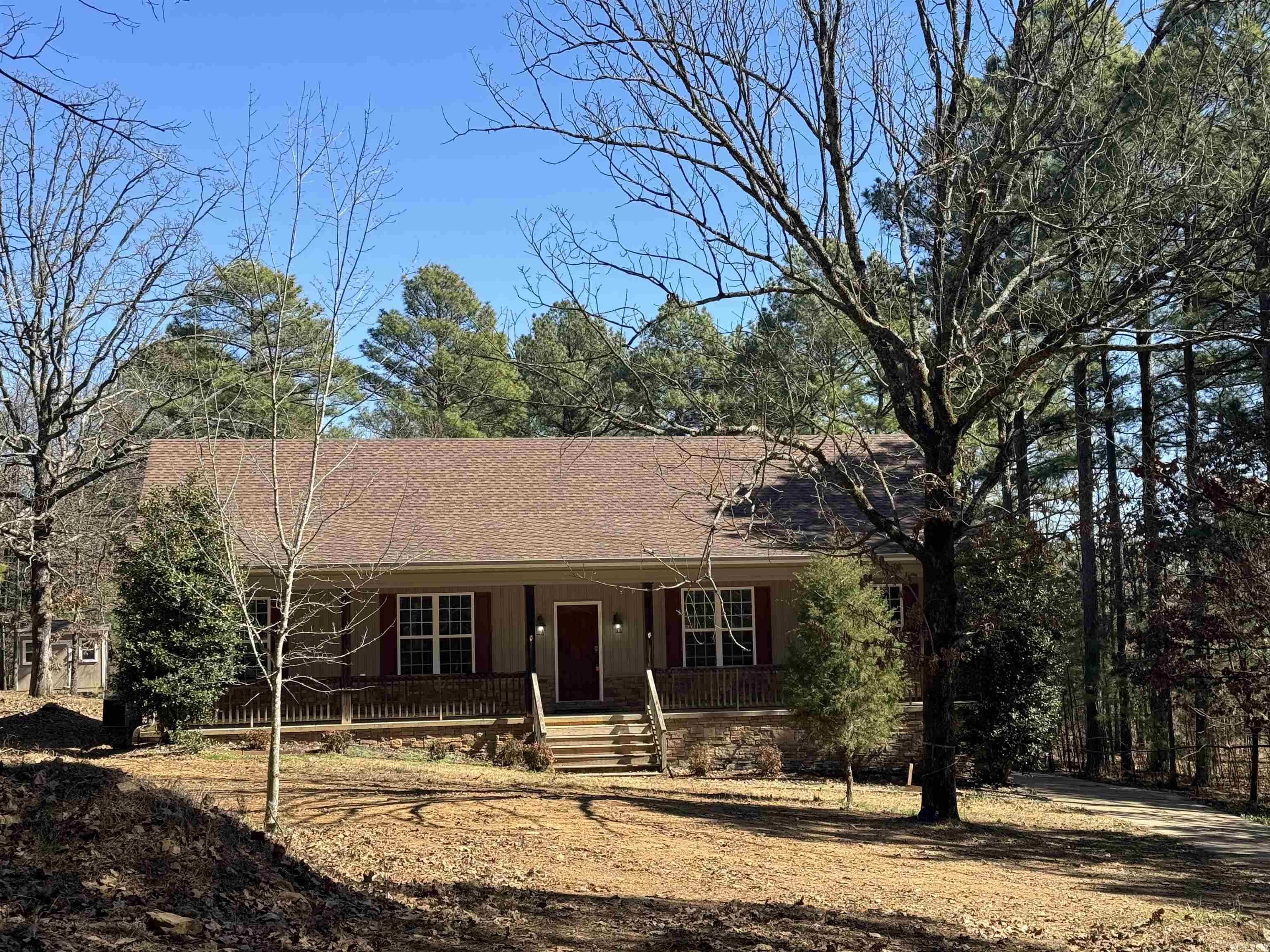 Wonderful home on 3 acres, convenient to Cabot and Conway and Vilonia. 3 bed + gameroom + office or 4th bedroom, 2.5 baths, big front porch, rear entry 2 car garage, plenty of room to build a shop. Nice area with similar sized lots and houses. Private but not too far out. New paint, LED lighting, cooktop (on order, to be installed). Primary suite is separate. Everything is one level except for game room above garage (or 4th bedroom). All electric. Possible 100% RD financing. In Faulkner County with Cabot mailing address, Vilonia Schools (please confirm).  Plat and Bill of Assurance posted as associated docs. See agent remarks for additional info and offer submission instructions.