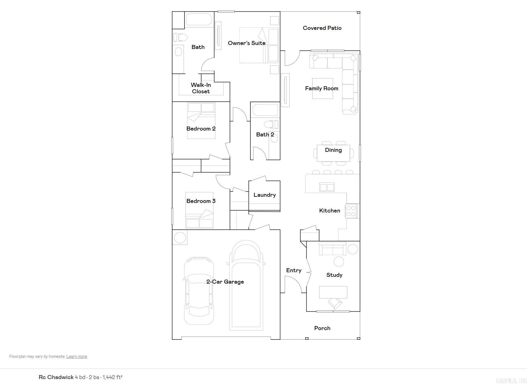 This three-bedroom Chadwick plan offers convenient single-story living. A secluded study off the entry is great for a home office, and an open-concept floorplan offers simple entertaining and multitasking with access to an inviting covered patio. All three bedrooms are tucked away to the side for improved comfort and privacy, including the lavish owner’s suite at the back of the home with a full bathroom and walk-in closet.  **SEE SHOWING REMARKS & AGENT REMARKS FOR IMPORTANT INFORMATION**