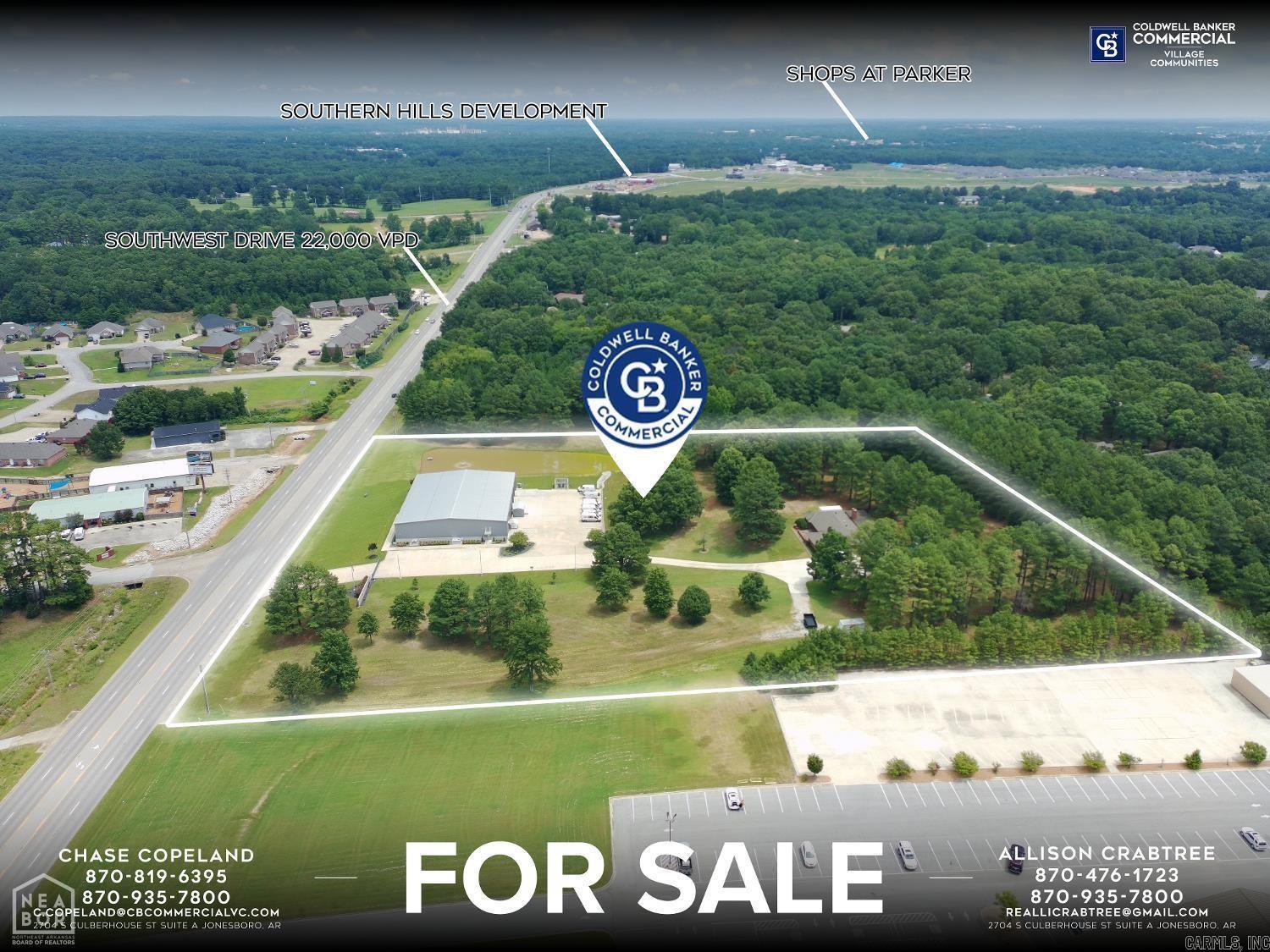 Coldwell Banker Commercial - VC is pleased to present 4204 Southwest Drive, Jonesboro, AR 72404, to the market. The property encompasses approximately 8.46 AC with frontage along Southwest Drive (U.S. Highway 49), one of Jonesboro's fastest-growing commercial corridors. Located nearby are the 175-acre Southern Hills mixed-use development and The Shops at Parker, both of which are contributing to the area's rapid growth and further demonstrating the strong demand for continued commercial development along the corridor. The asset features a state-of-the-art +/- 12,500 square foot heated and cooled warehouse with office space that is currently 68% leased to Marmic Fire & Safety. Marmic Fire & Safety operates in 20 states with more than 50 locations across the United States, providing investors with an established tenancy and income stream. The warehouse is fully fire sprinklered and designed to accommodate a variety of industrial and commercial uses. Additionally, the property includes a single-family residence located at the rear of the site that will be subject to a leaseback agreement with the current owner.