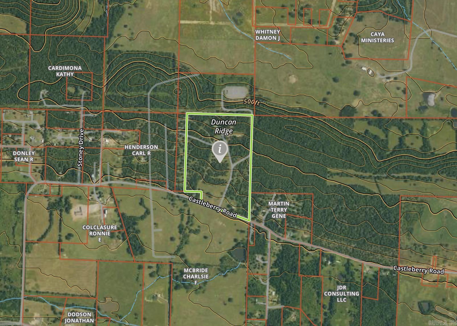 42 acres with road frontage on Castleberry Rd offering privacy, space, and future potential. The 1,800 SF home includes 2 bedrooms and 2 bathrooms with large rooms and a spacious laundry area. Updates include HVAC (2024), roof approximately 4–5 years old, and updated showers. Fiber internet and city water are available. A mobile home is located near the front of the property and is being conveyed as storage only. Property offers ample acreage for personal use or future plans while remaining convenient to Greenbrier.