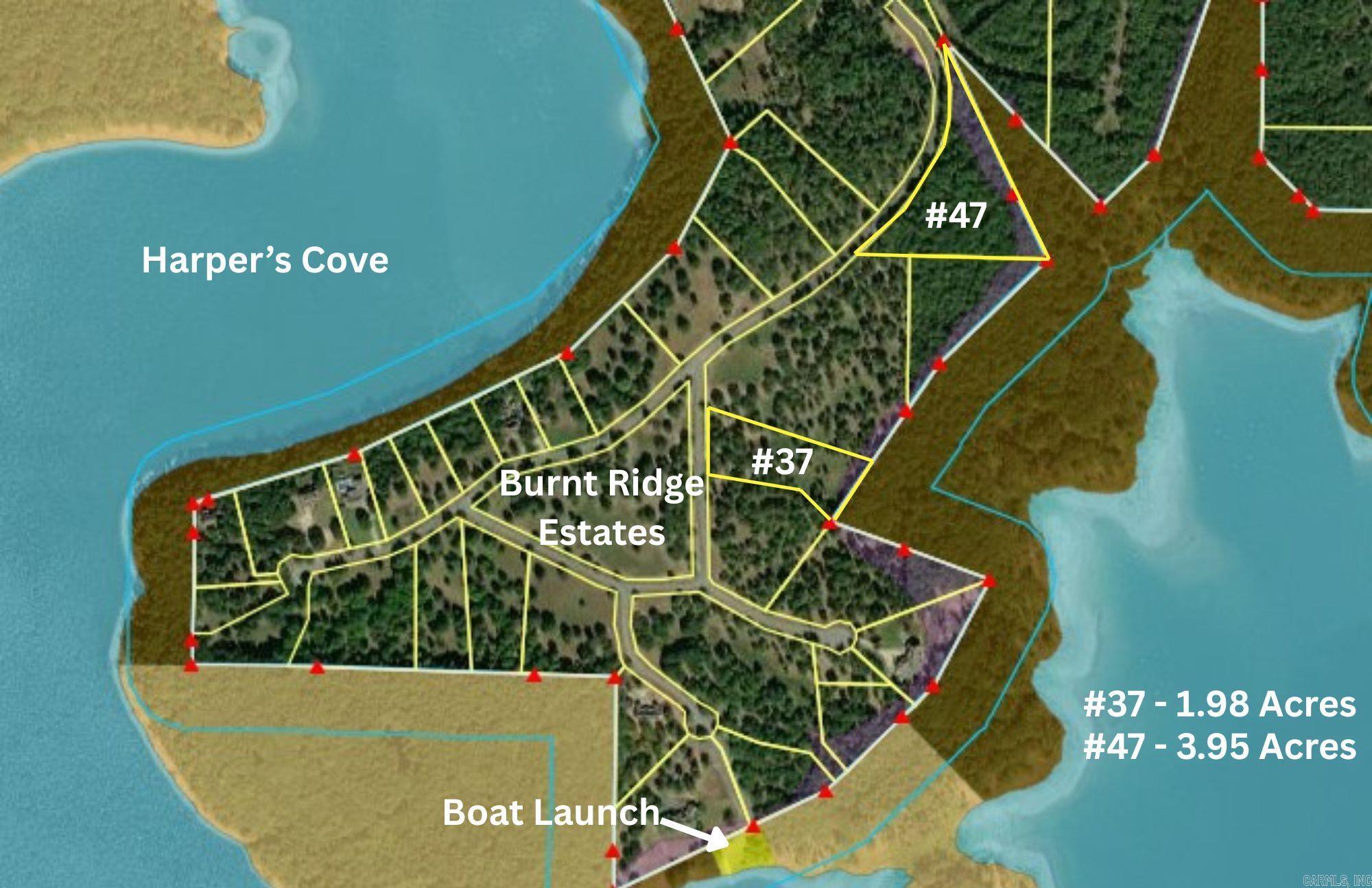 GREERS FERRY LAKEFRONT LOT Large lot with over 750 feet of white line in Burnt Ridge Estates subdivision. 3.95 Acres with underground utilities and an easy walk to the water.  A boat launch is located in the neighborhood, and you are just minutes to Choctaw Marina or Fairfield Bay by water.  This lot is located between Harper's Cove on Southfork to the West and Party Cove to the East. Bring your plans, build your dream and enjoy the lake. Realtors See Remarks