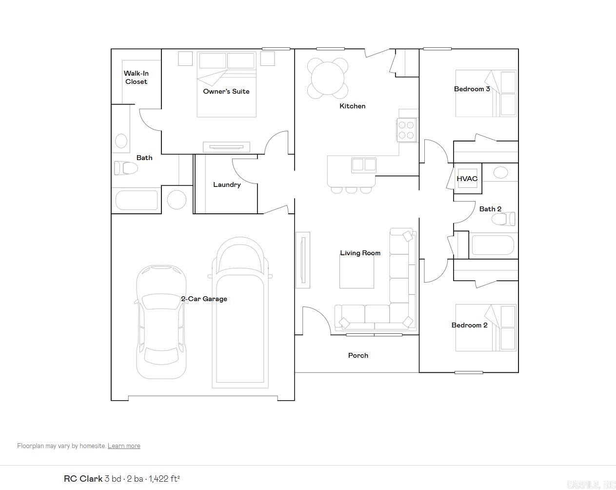The Clark plan is rich with curb appeal with its welcoming covered entryway and front yard landscaping. This one-story home features 3 bedrooms, 2 bathrooms, a large family room, and a kitchen fully equipped with energy-efficient appliances, abundant counterspace, and a pantry. The laundry room is nestled between the garage and master suite for quick, convenient access. Learn more about this home today!    **SEE SHOWING REMARKS & AGENT REMARKS FOR IMPORTANT INFORMATION**