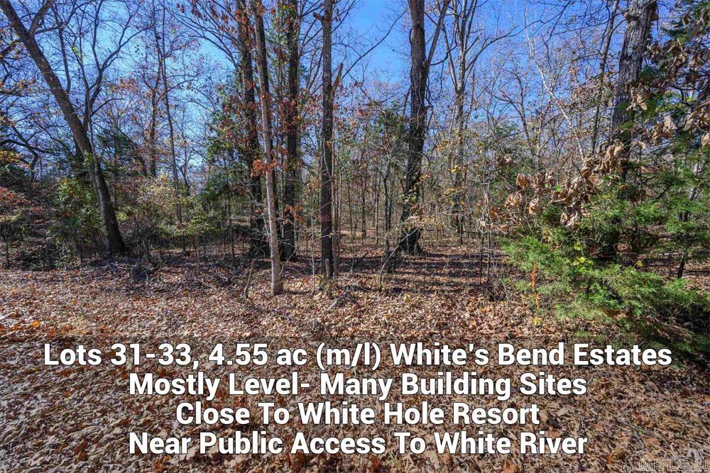 If you are looking for around 5 acres of level ground that is near some of the best trout fishing in Arkansas, then take a look at these three lots in White's Bend Estate near Flippin, Arkansas.  A public boat ramp is nearby and waiting for you to launce your boat into the White River.  Drop your hook and start reeling in your fresh trout dinner.  Water and electricity are at the road.   These lots are waiting on you so take a trip to Flippin to view them in person.  You might stay at the White Hole Resort. You could even hire a fishing guide to get you on the fish right away.  Call the listing agent for additional information.