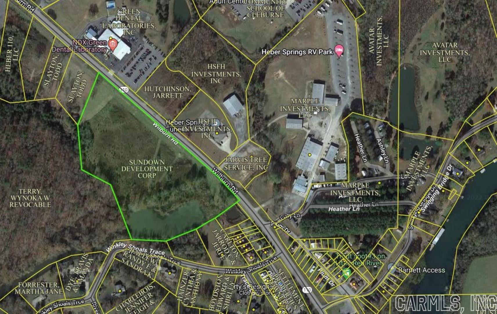 12.57 acres fronts Wilburn Rd, approximately 1/2 mile from Barnett Access  on the Little Red River and Swing Bridge