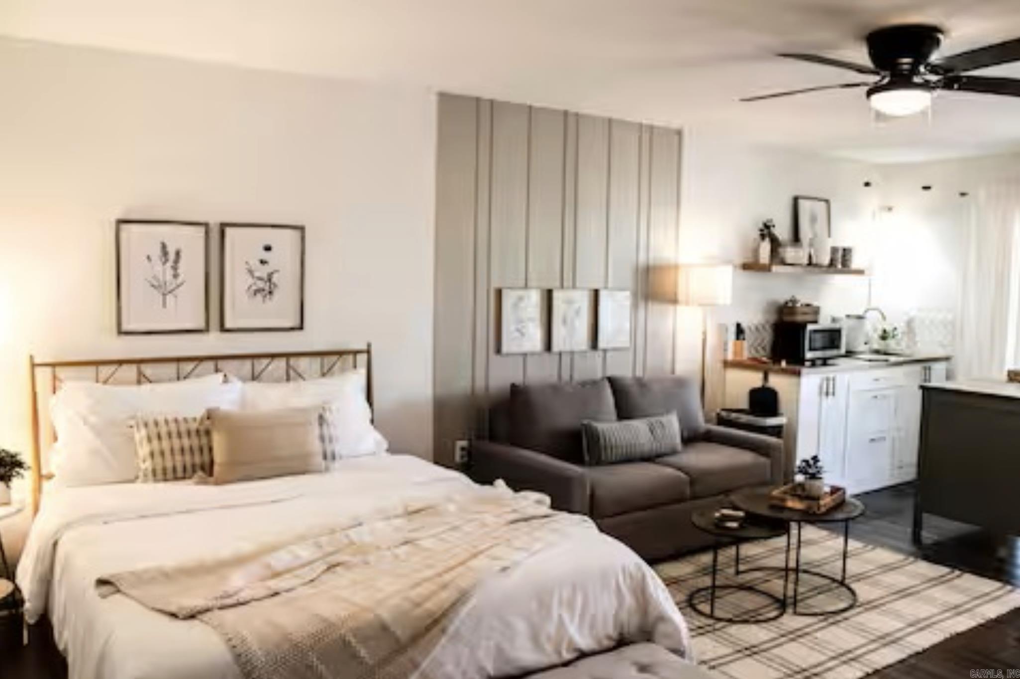 This move-in ready, turn-key studio condo is perfect for a weekend getaway, full-time enjoyment, or rental investment. Sold fully furnished, including furniture, appliances, linens, and household essentials.  Situated on the second floor, you'll enjoy easy access to Fairfield Bay's outstanding amenities, including two golf courses, three swimming pools, tennis and pickleball courts, mountain bike and ATV trails, disc golf, restaurants, and more.  Condo dues: $98/month (includes exterior maintenance, termite contract, and one assigned parking space).  Fairfield Bay Community Club dues: $202/month (includes sewer, trash service, and access to community amenities).