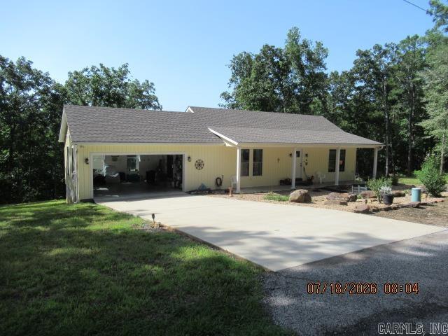 WHAT A VIEW OF GREERS FERRY LAKE!  You'll want to see this nearly new ranch with a split bedroom plan has 2 beds and 2 baths.  Tile floors throughout.  The tiled walk-in shower for the main bath is amazing.  Most appliances stay and the furniture can also remain. The covered deck runs the length of the house.  This is a very manageable house in a low traffic area that it is just minutes to the lake and Fairfield Bay attractions and businesses.