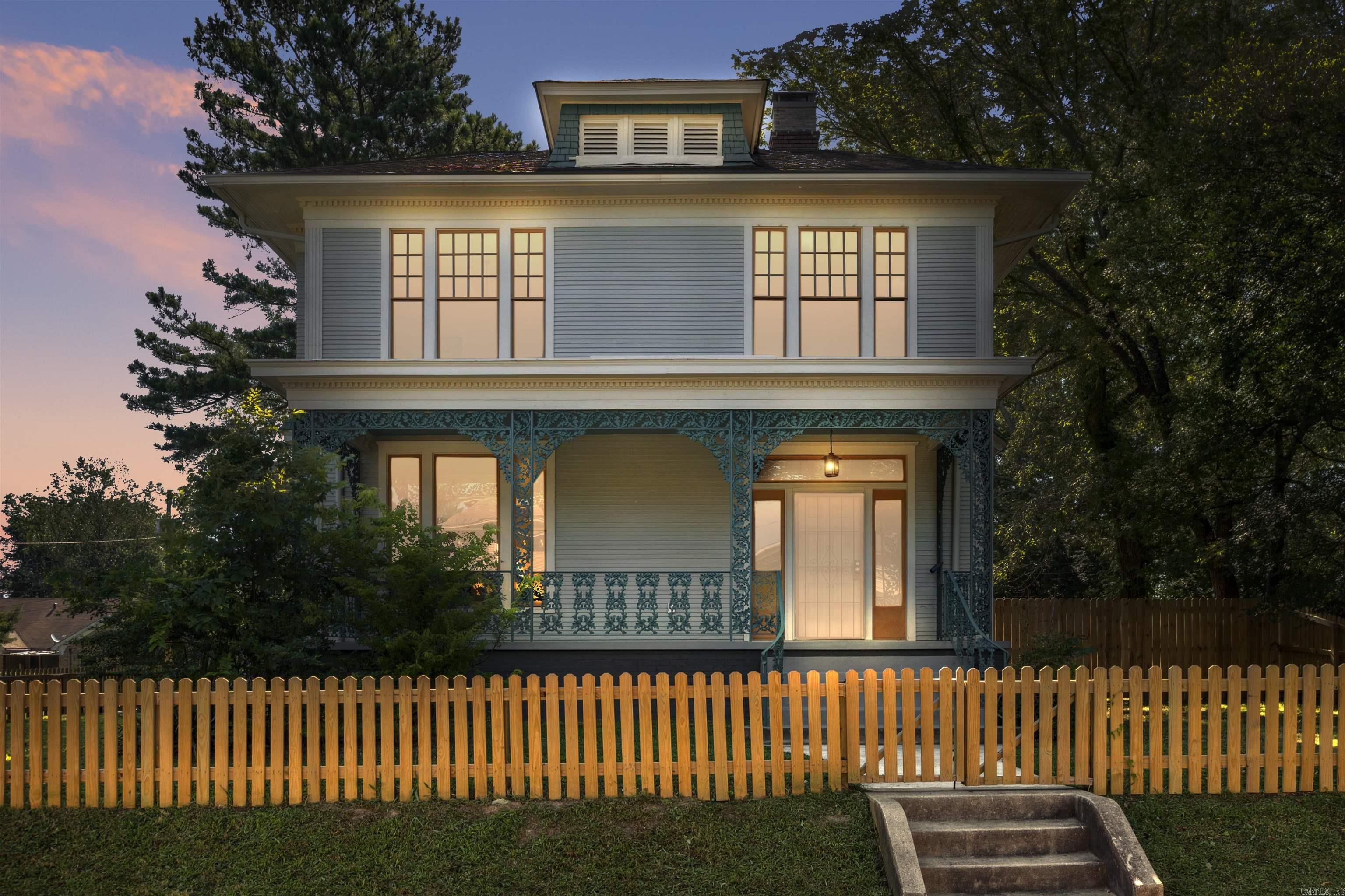 This timeless masterpiece was built in 1924 and has been recently renovated. Enjoy historic charm paired with modern updates. This home abounds with thoughtful attention to detail throughout, including ornate plaster moldings and stunning hardware. The original cast plaster fruit cluster crown molding in the dining room and decorative corbels in the living areas are exquisite. Don't miss the beautiful decorative brass hardware on the doors and windows throughout.  The flowing floor plan and large windows leads you through spaces that are filled with natural light. The kitchen is open and spacious featuring ample cabinet space, a walk-in pantry, Kucht professional gas range, quartz countertops , and a pot filler. The bedrooms are spacious and the primary bedroom has a fantastic rain shower. Enjoy a 2 car garage and the large a fully fenced corner lot. All new plumbing, electrical, roof, HVAC, and thoroughly insulated.  Conveniently located close to downtown amenities, less than a mile from Central High, 1.1 miles from Children's Hospital and just 10mins from UAMS. Come see this historic beauty and fall in love!